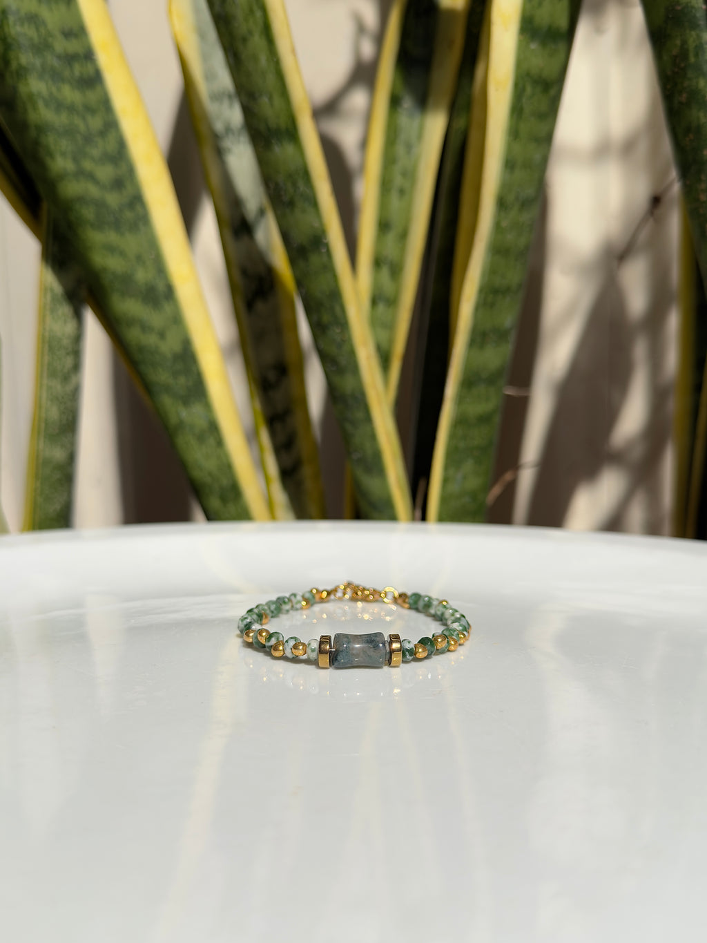 Bracelet Jaspe vert et agate mousse