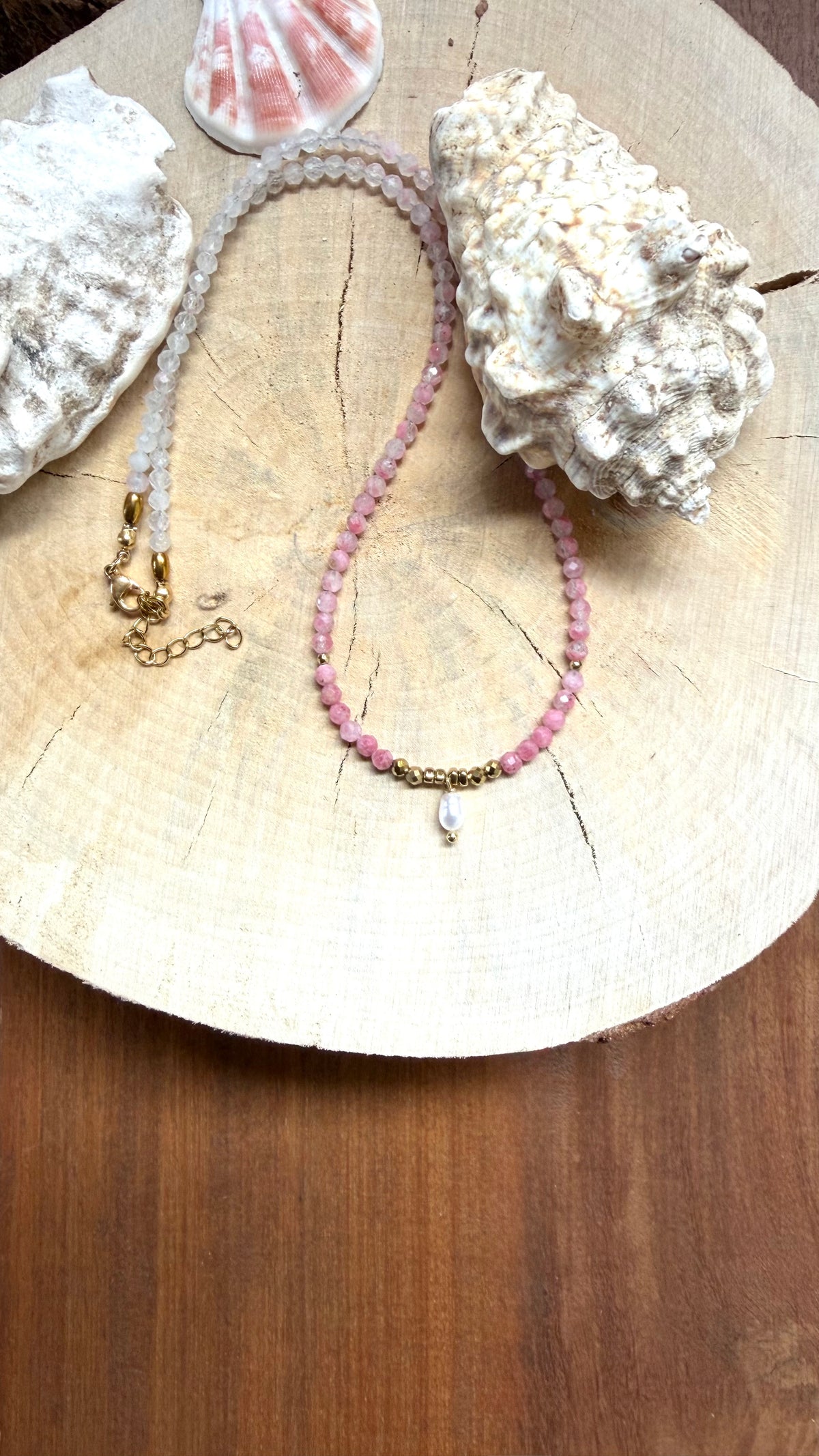 Collier Rhodonite & Perle d’eau douce