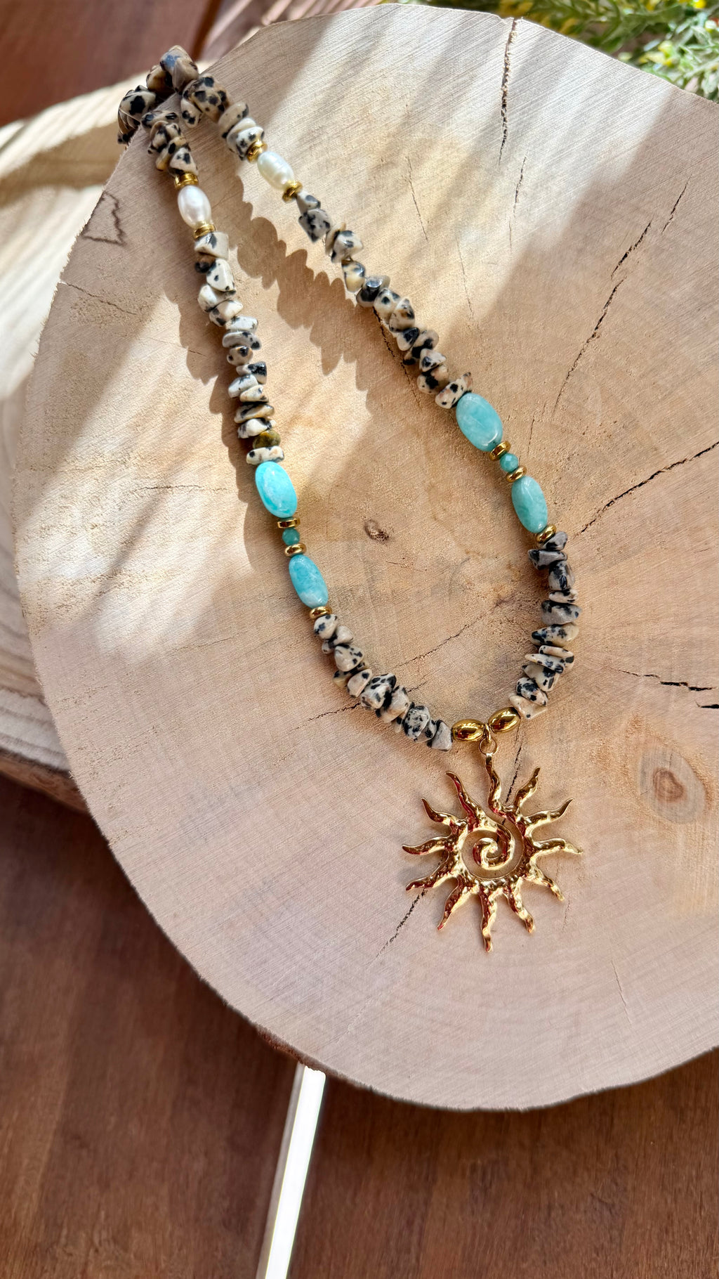 Collier Jaspe Dalmatien & Amazonite – Soleil