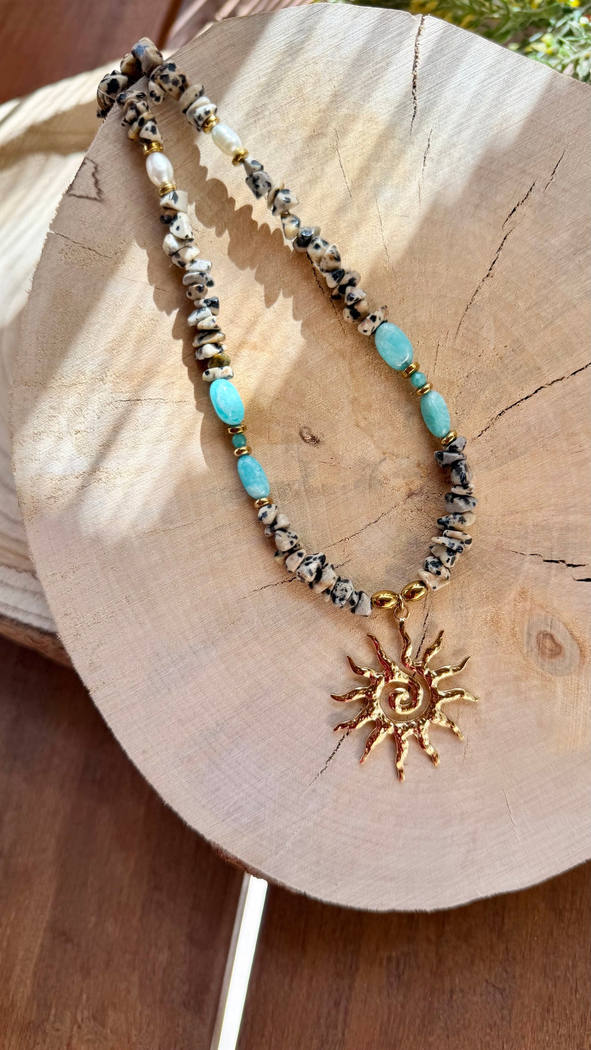 Collier Jaspe Dalmatien & Amazonite – Soleil