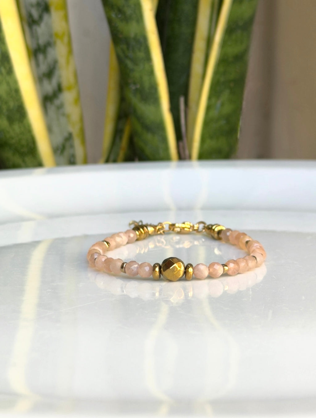 Bracelet Pierre de lune orange