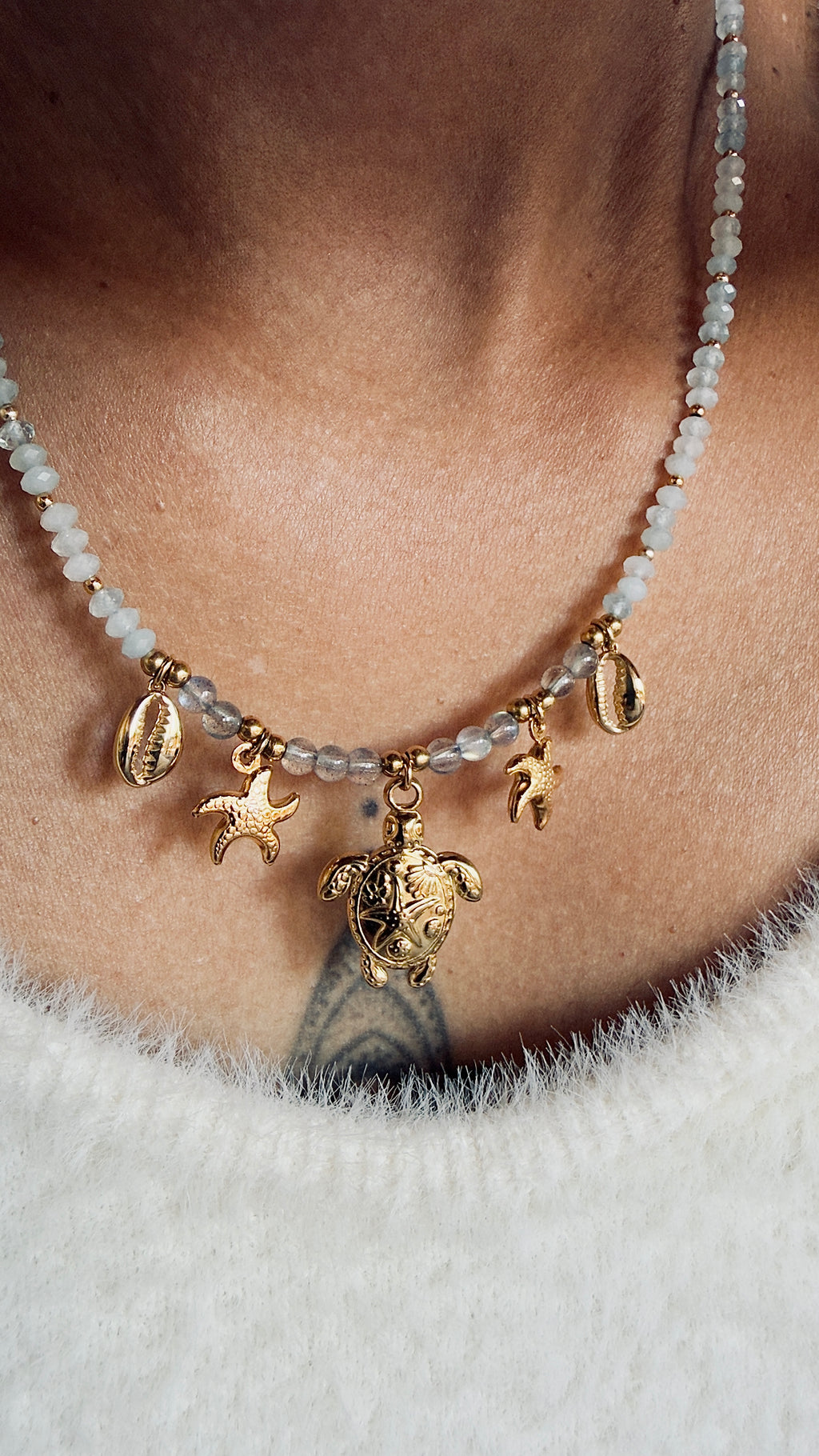 Collier Blue Lagoon - Aqua marine et labradorite