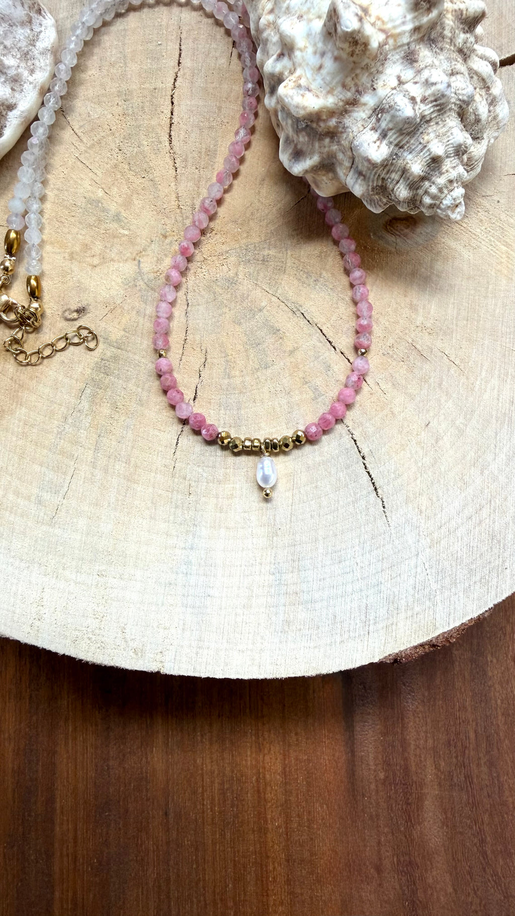 Collier Rhodonite & Perle d’eau douce