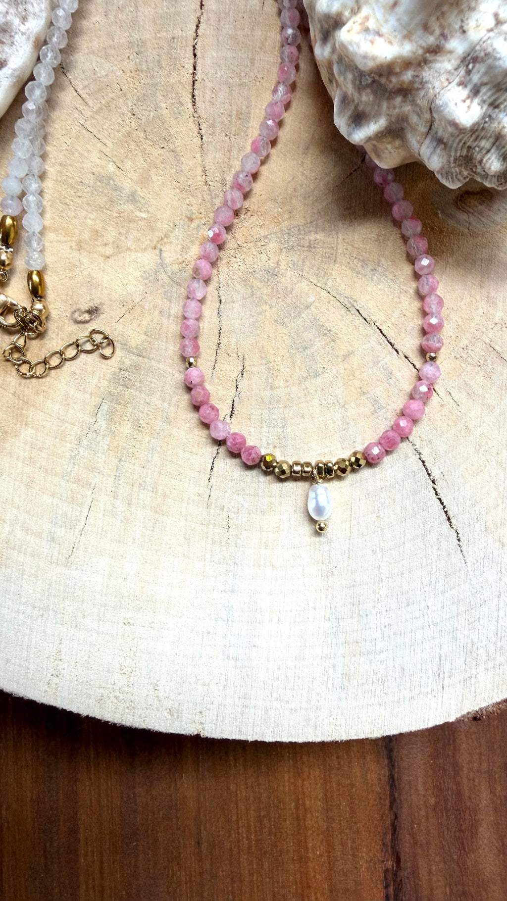 Collier Rhodonite & Perle d’eau douce