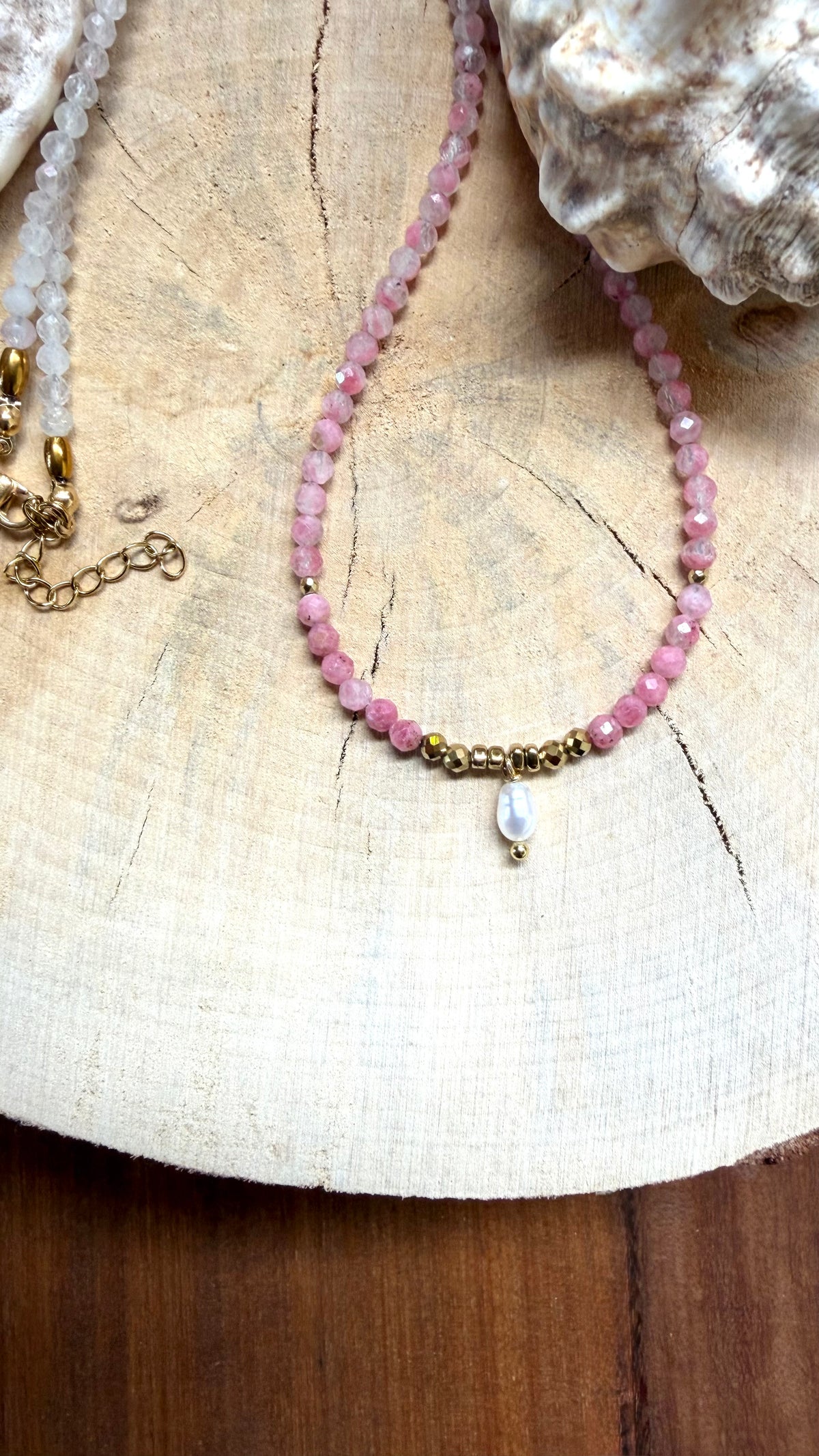 Collier Rhodonite & Perle d’eau douce