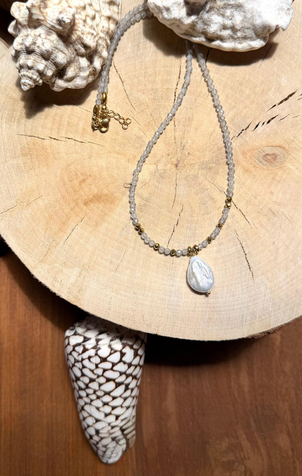 Collier Labradorite & Perle d’eau douce