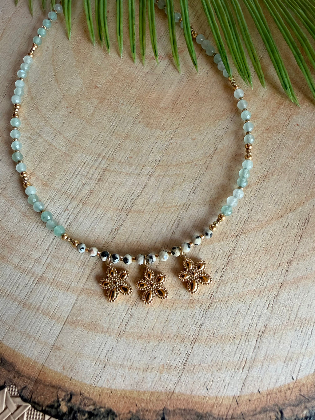 Le collier Elena - Aventurine et jaspe dalmatien