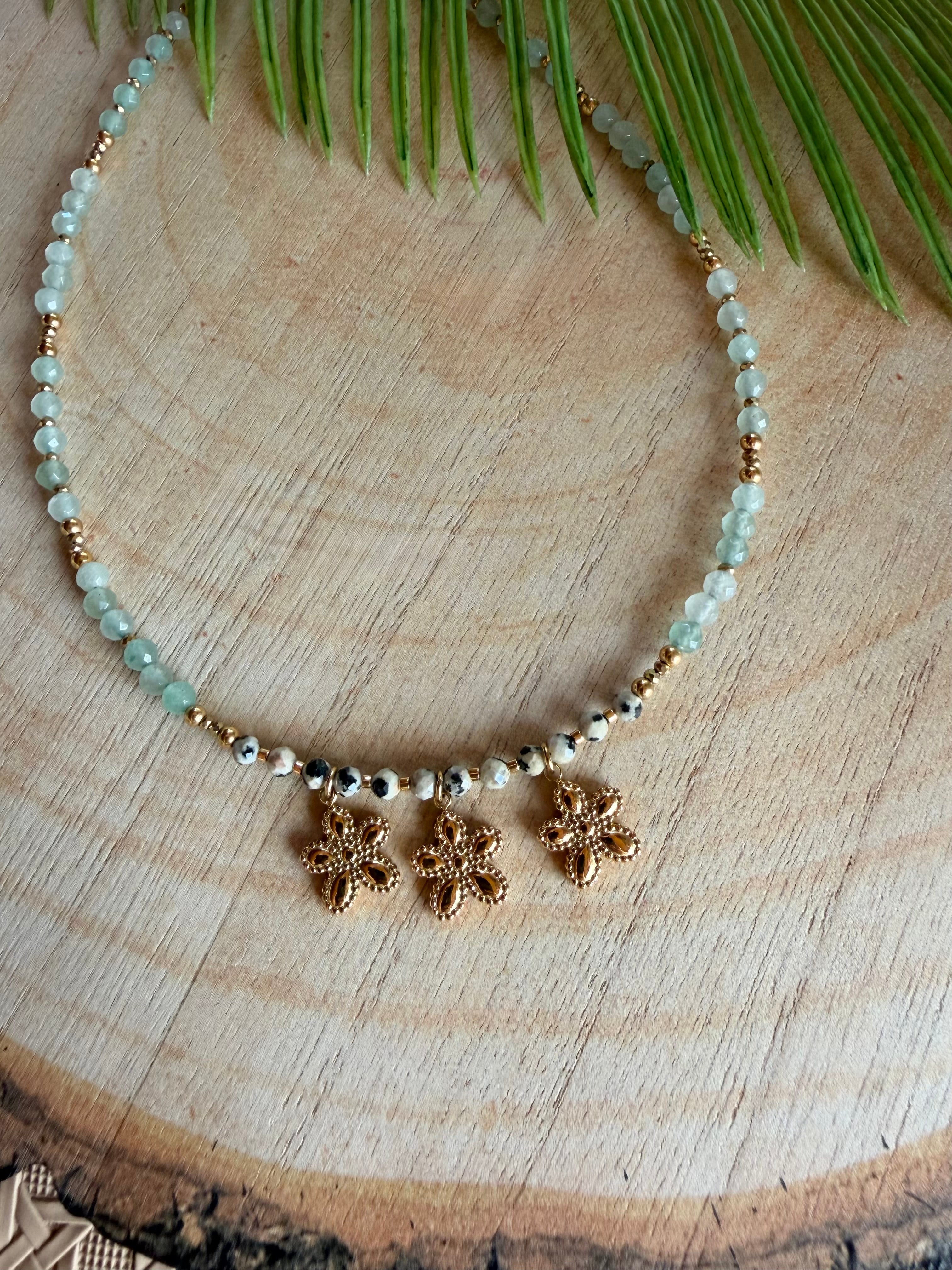 Le collier Elena - Aventurine et jaspe dalmatien