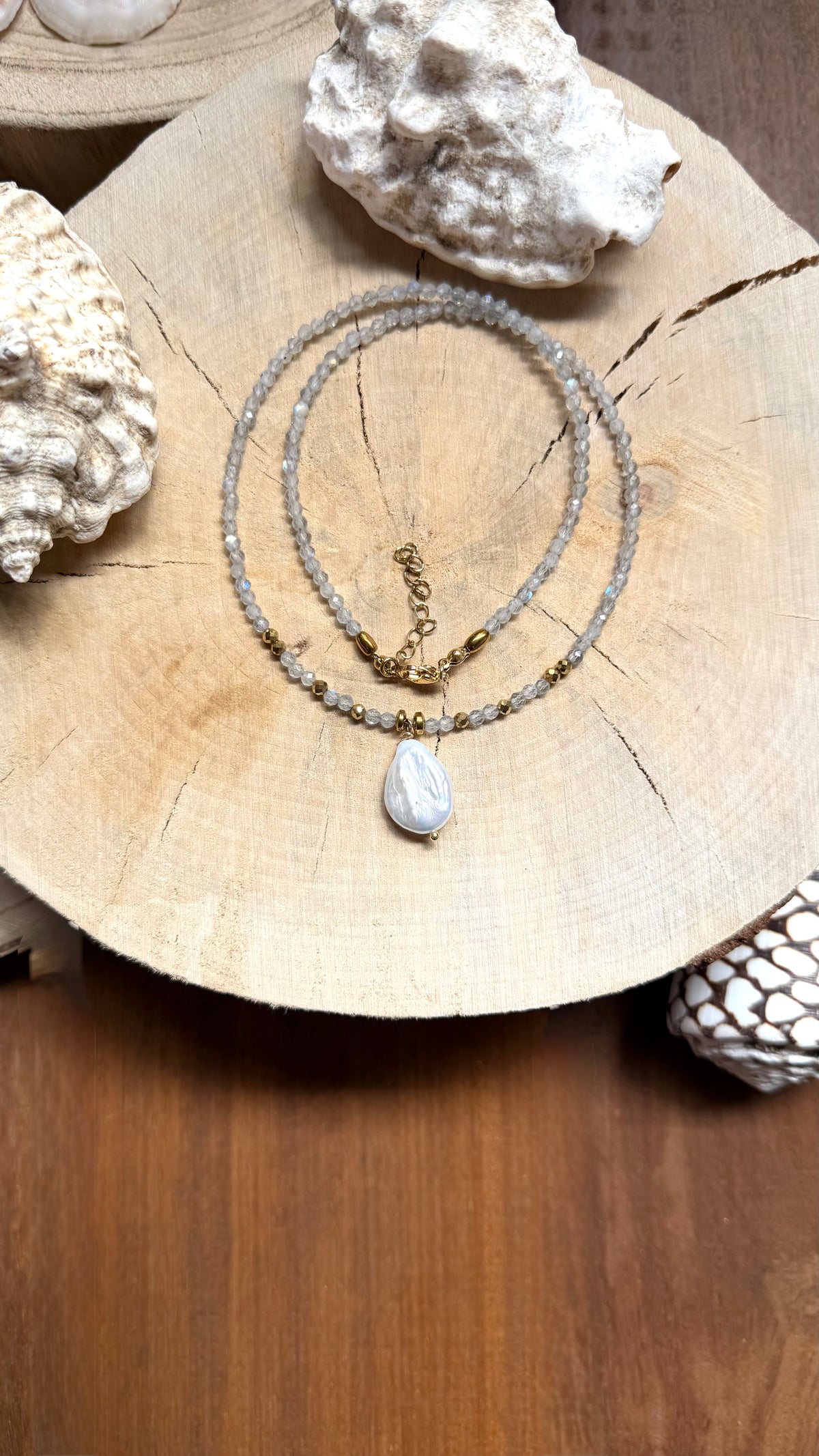 Collier Labradorite & Perle d’eau douce