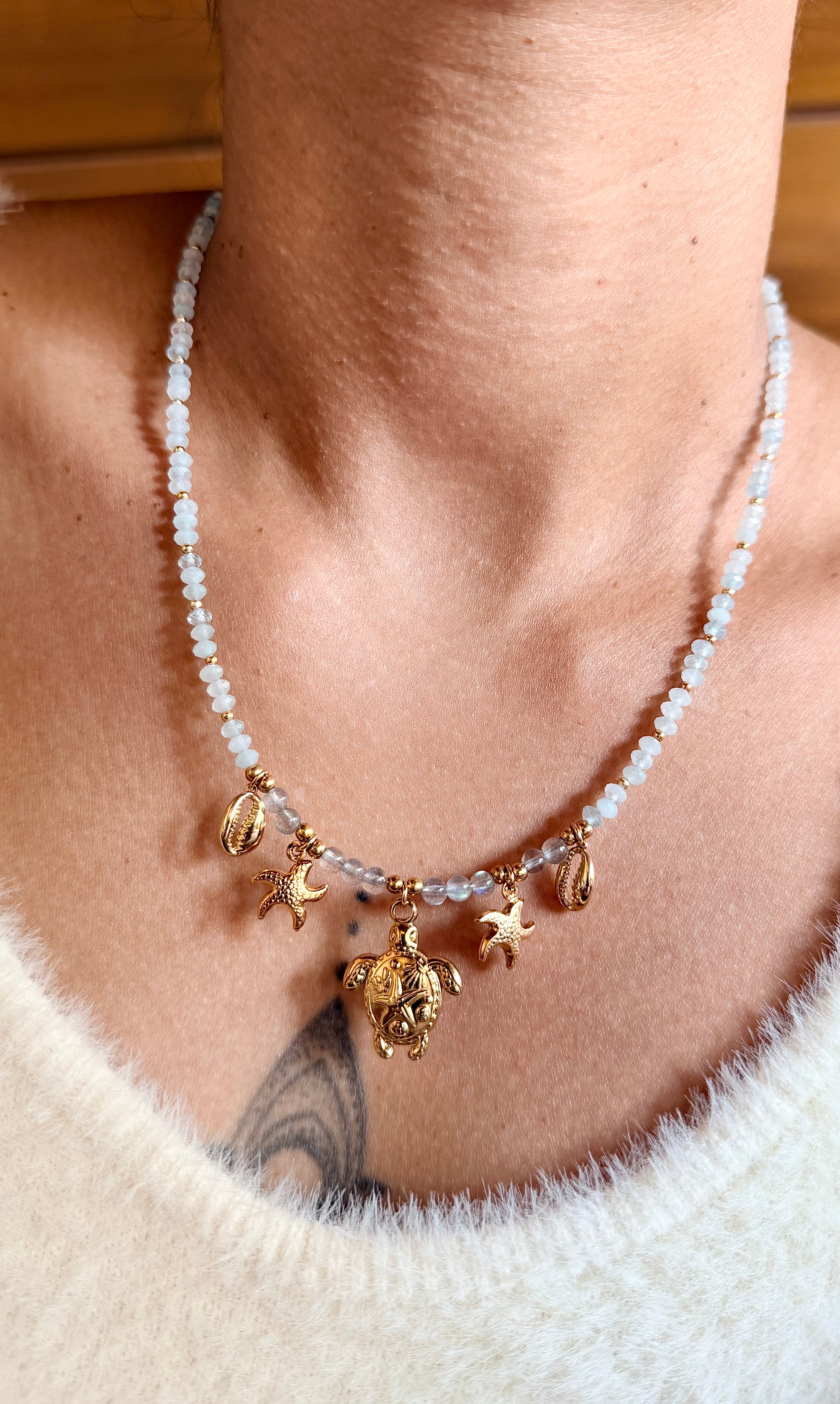 Collier Blue Lagoon - Aqua marine et labradorite
