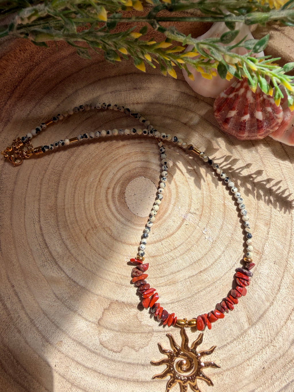 Collier Jaspe Rouge & Jaspe Dalmatien – Soleil