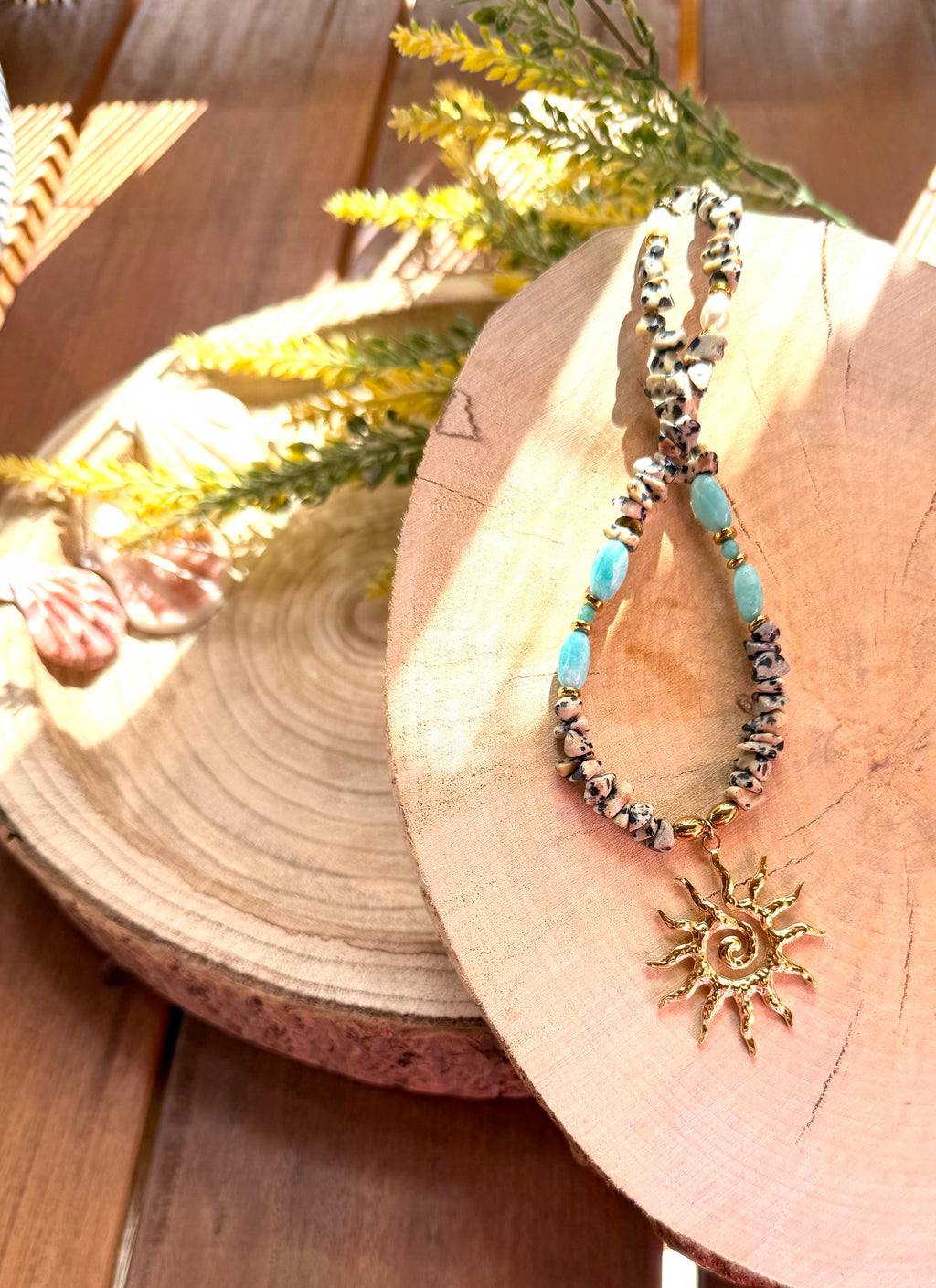 Collier Jaspe Dalmatien & Amazonite – Soleil