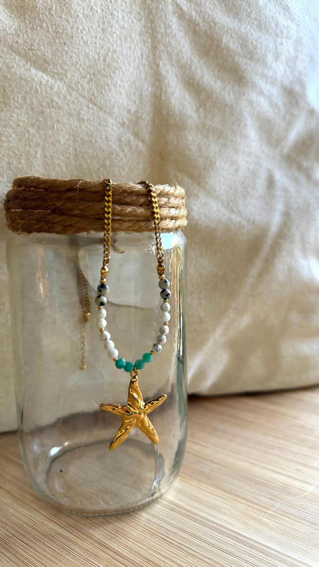 ✨ Collier Nerina – Jaspe Dalmatien, Howlite & Amazonite