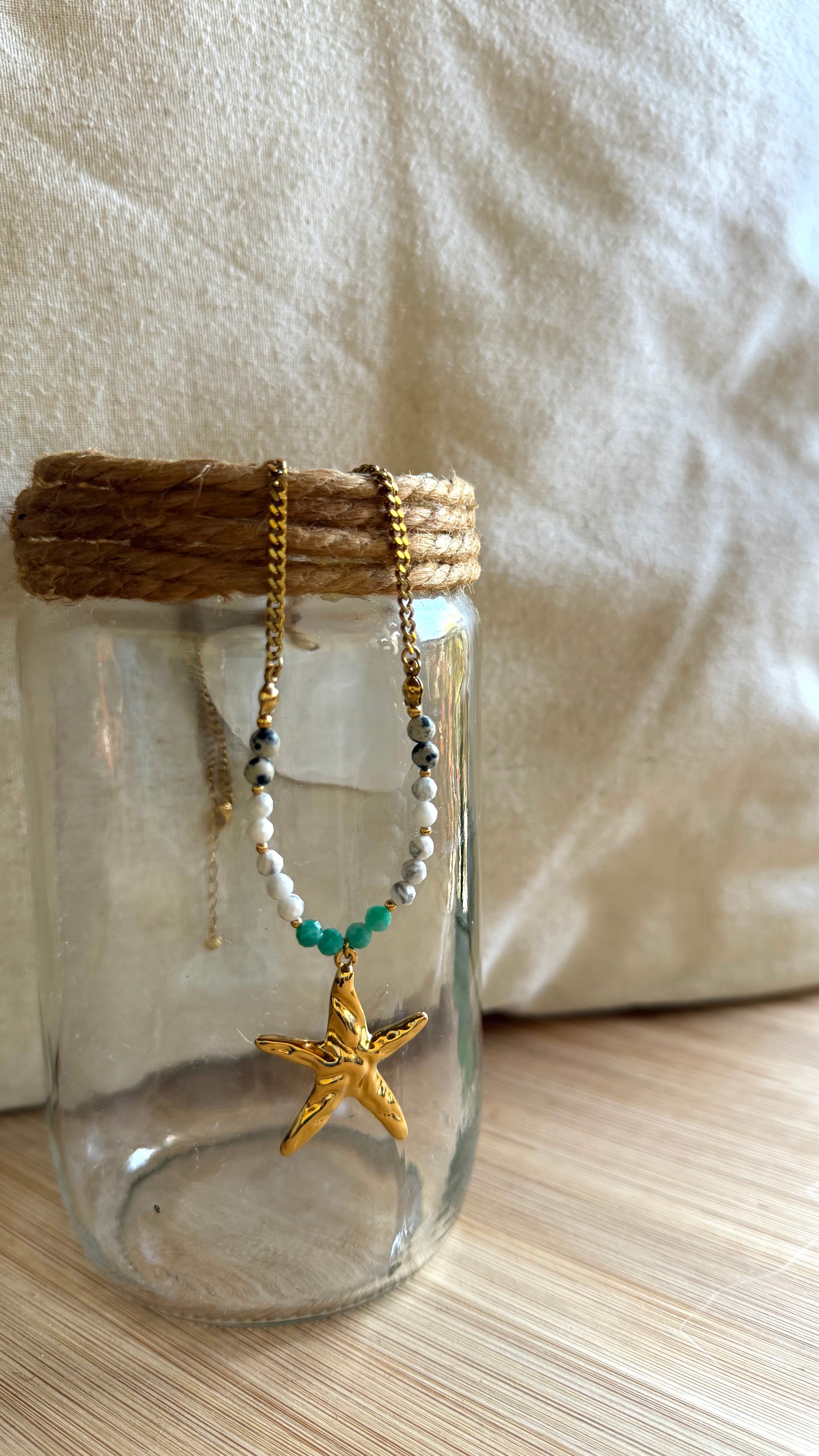 ✨ Collier Nerina – Jaspe Dalmatien, Howlite & Amazonite