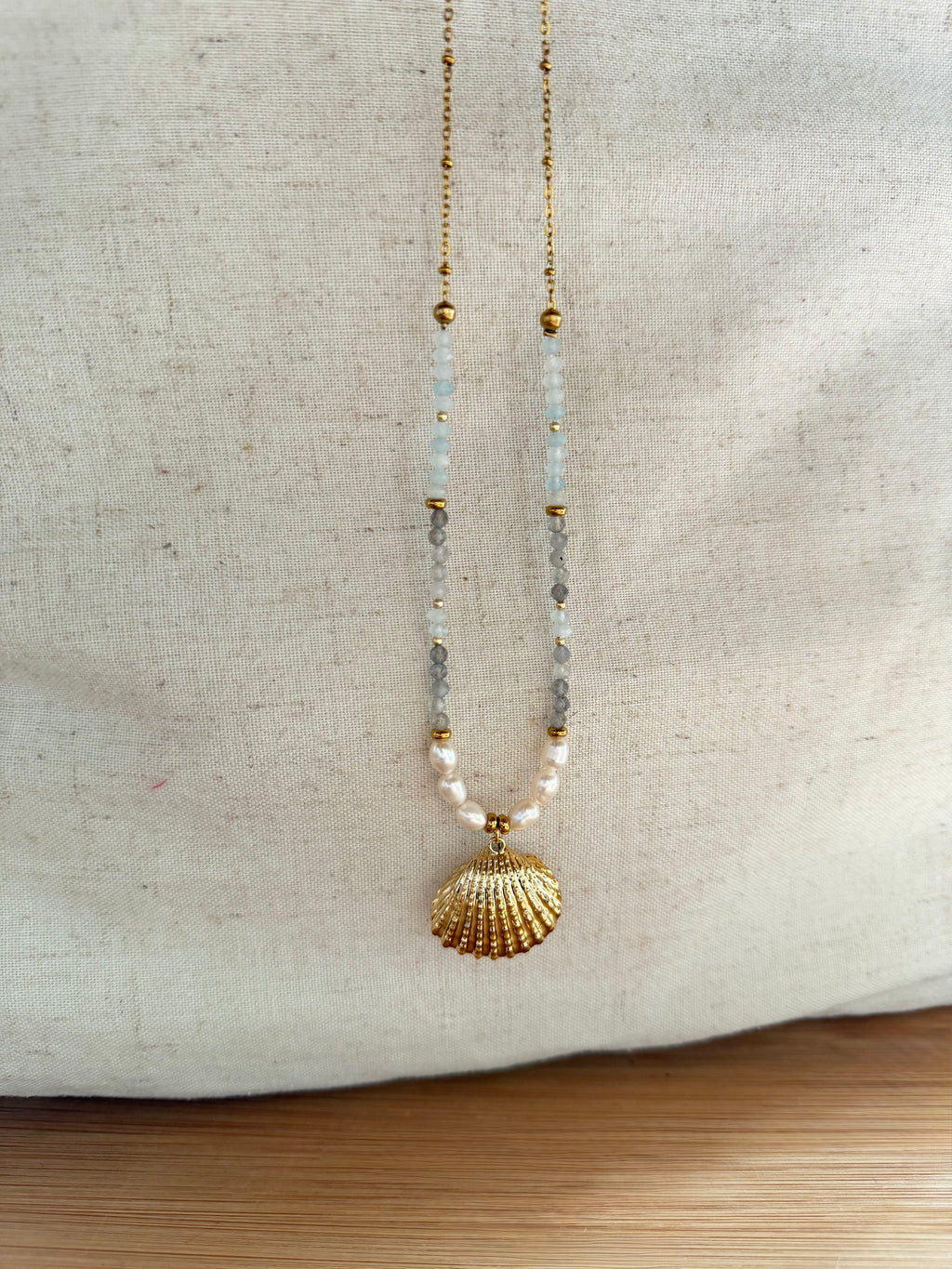 ✨ Collier Azura – Perles d’Eau Douce, Labradorite & Aigue-Marine