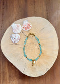 Chaîne de Cheville Apatite Bleue & Perles d’Eau Douce