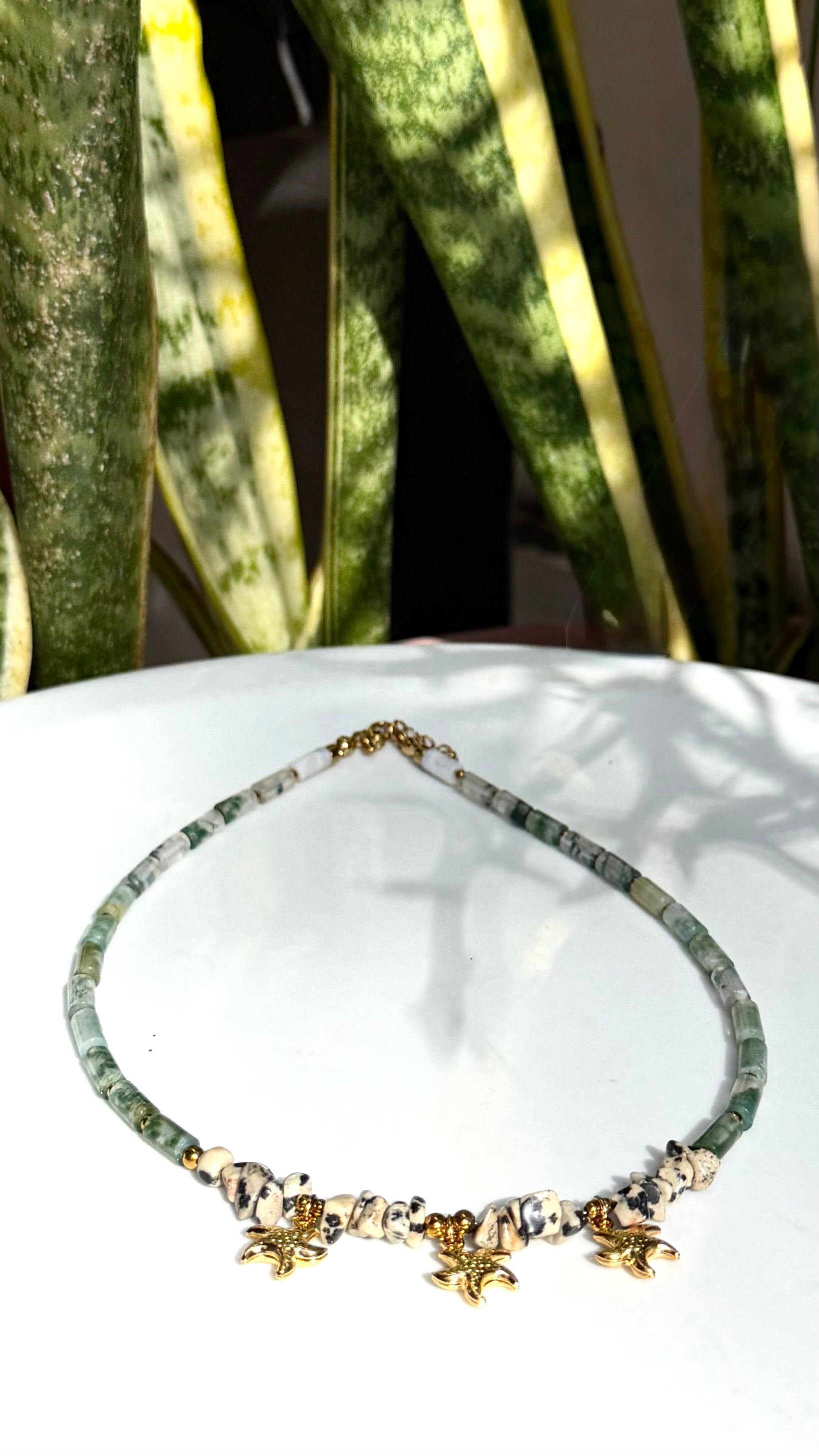 Collier Agate Mousse & Jaspe Dalmatien