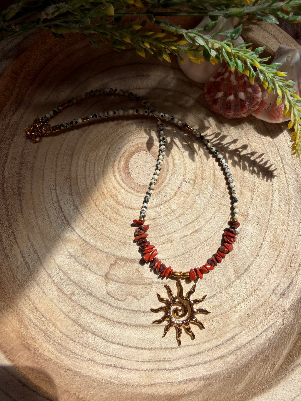 Collier Jaspe Rouge & Jaspe Dalmatien – Soleil