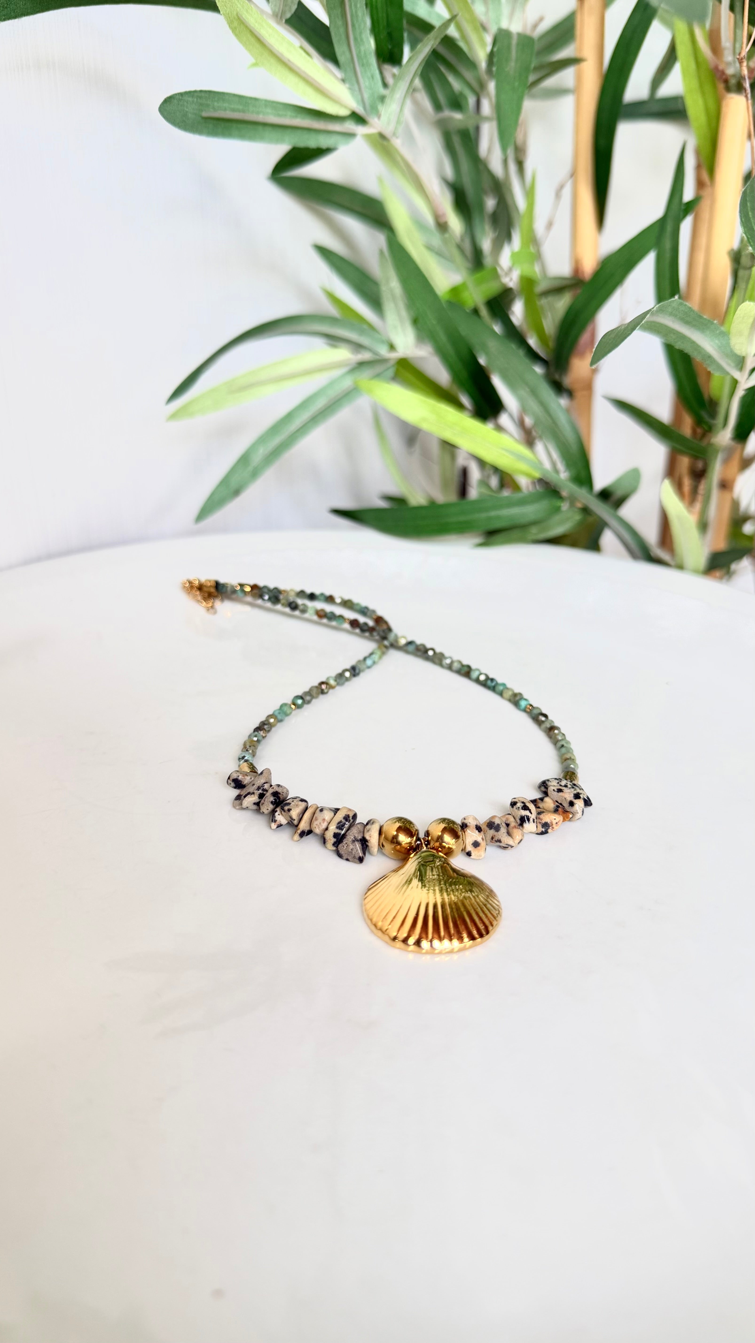 Collier Jaspe Dalmatien & Turquoise Africaine