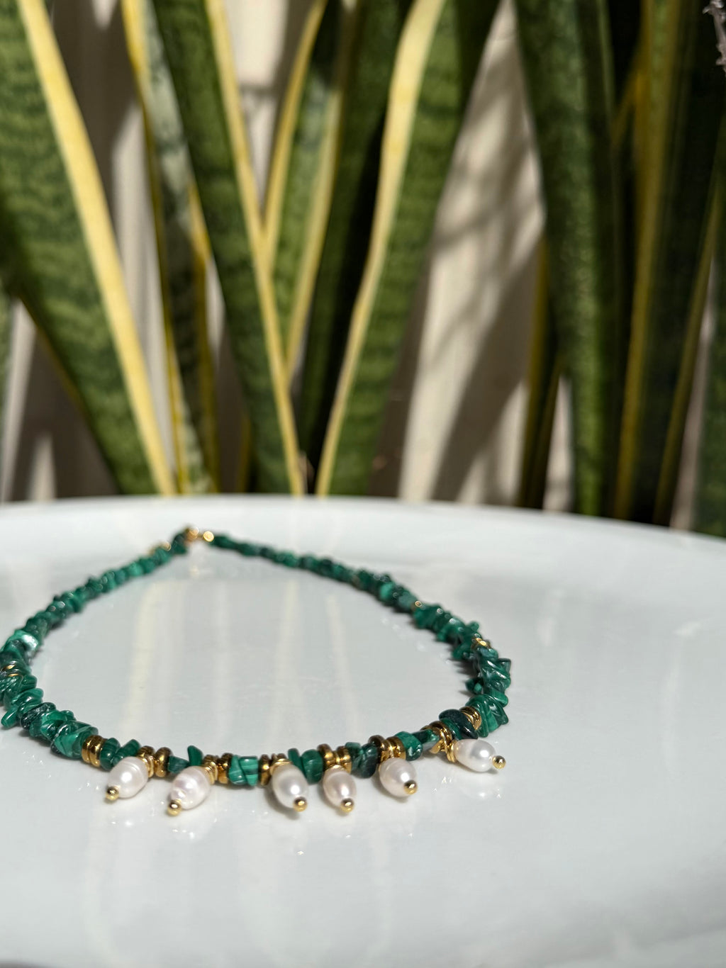 Malachite et perles d’eau douce