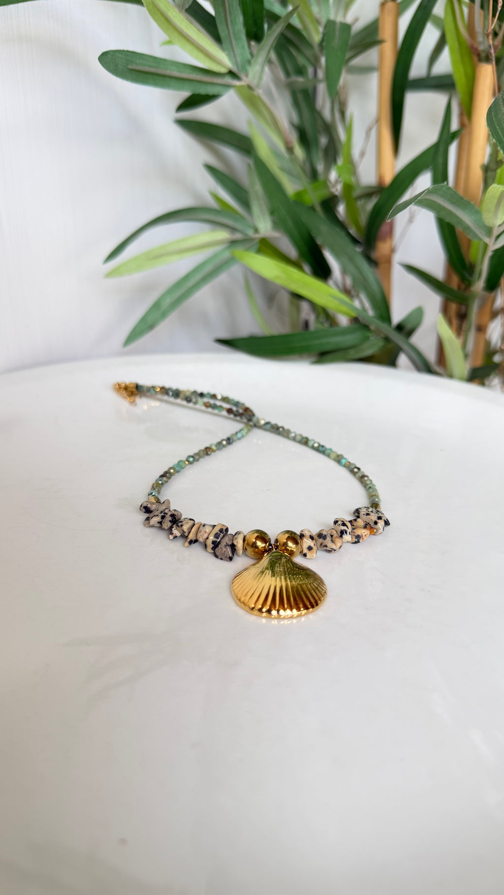 Collier Jaspe Dalmatien & Turquoise Africaine