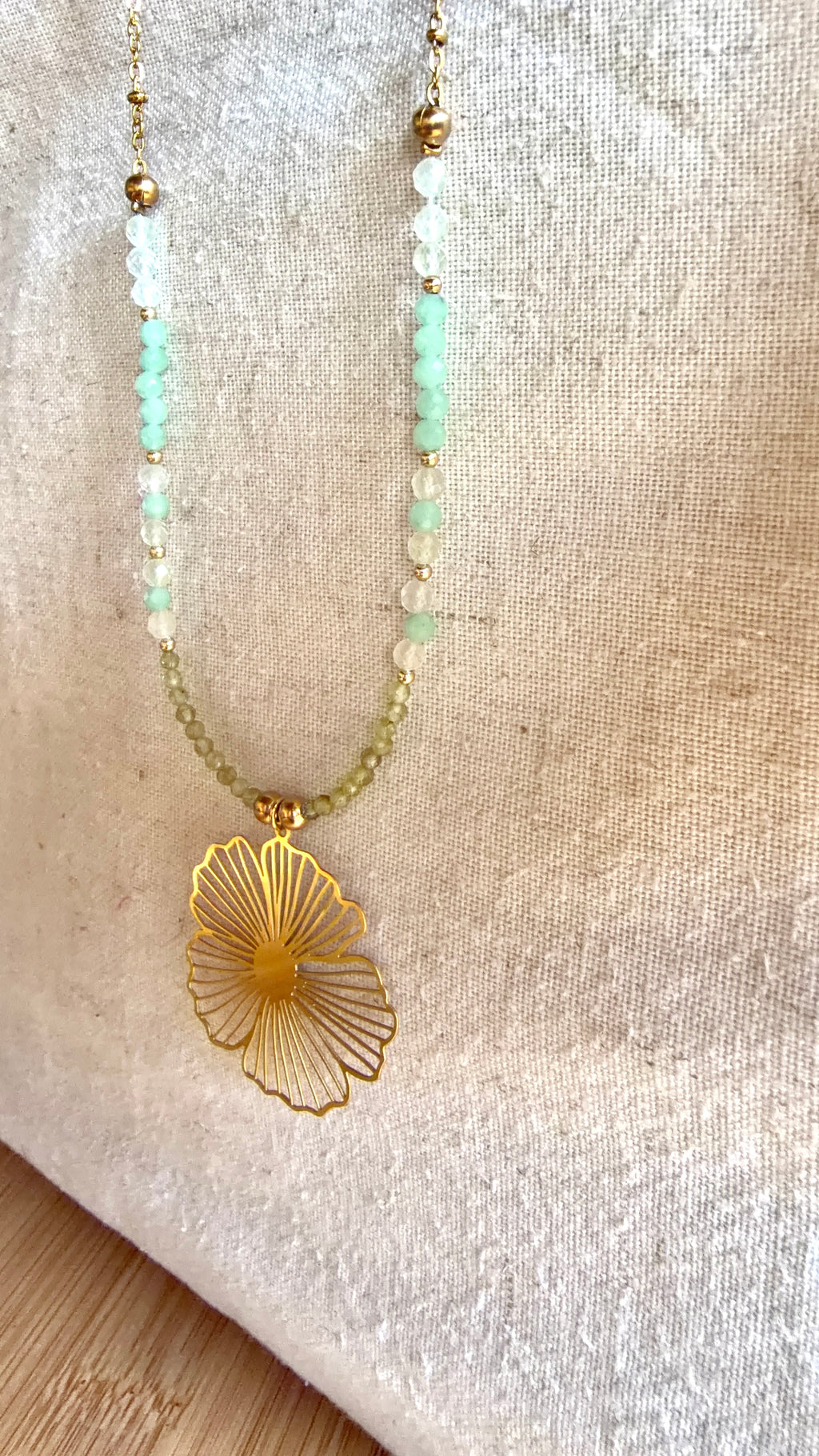 Collier Mahéa - Péridot - Jade - Préhnite