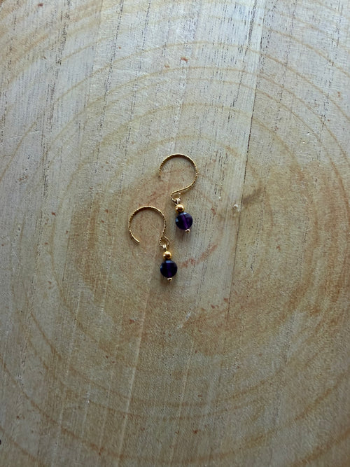 Boucles d’oreilles Améthyste & Hématite Dorée