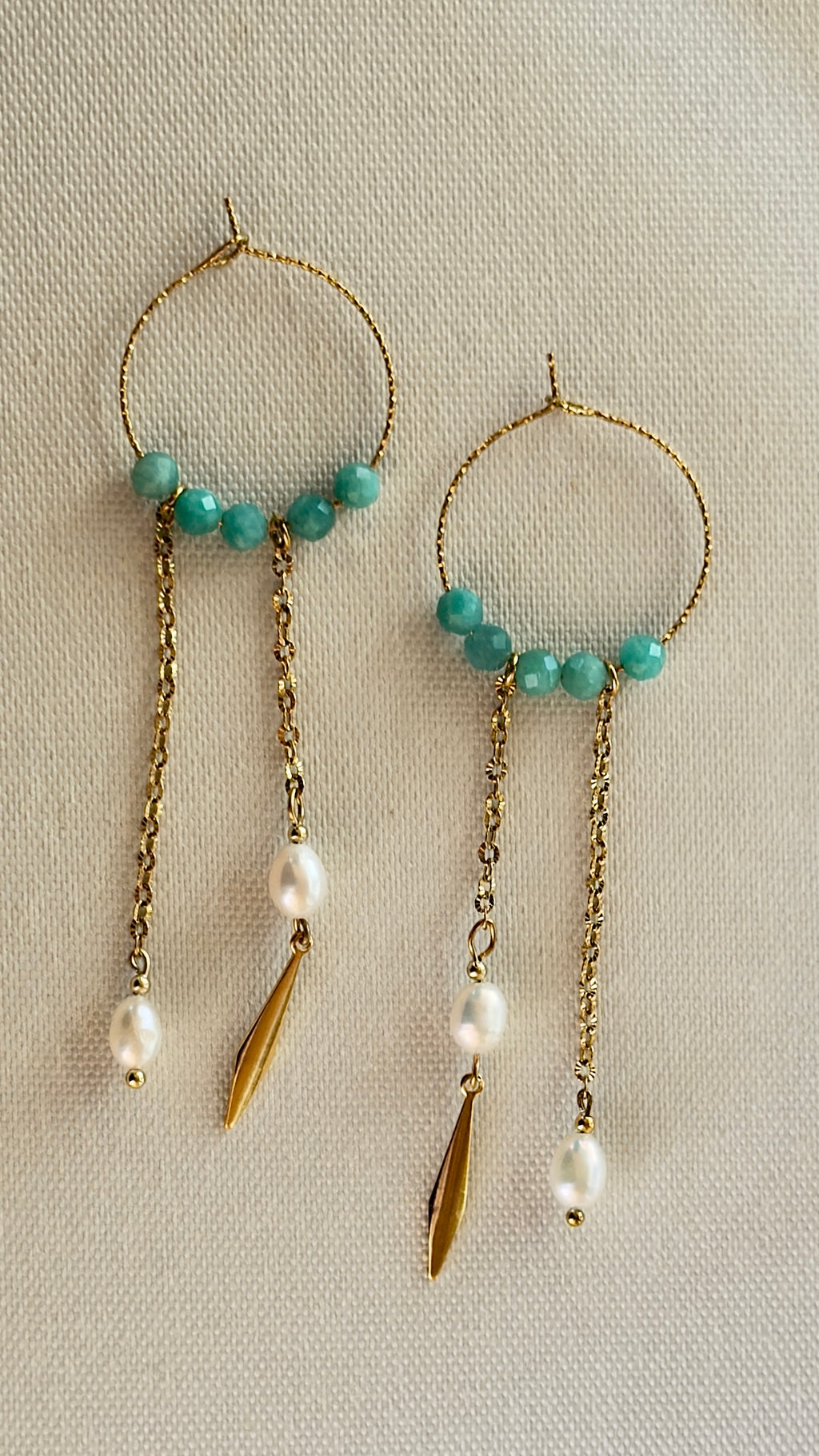 Les Boucles Amazone - Amazonite et perles d'eau douce