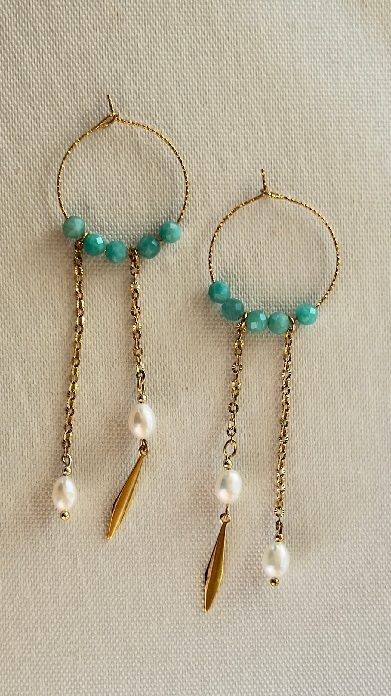 Les Boucles Amazone - Amazonite et perles d'eau douce