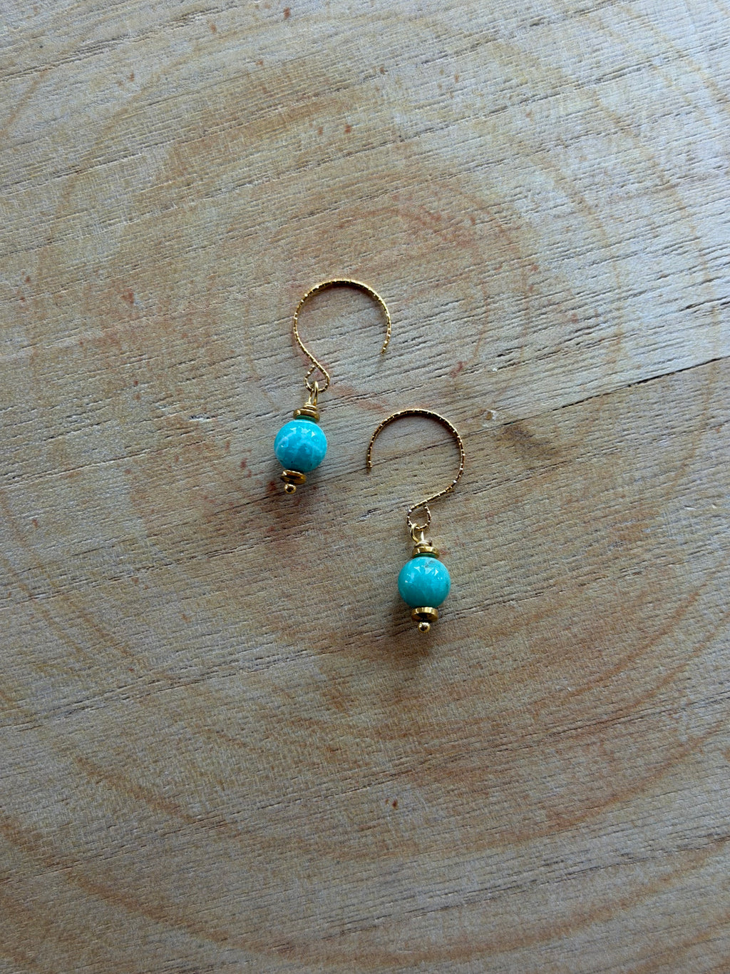 Boucles d’oreilles Amazonite & Hématite Dorée