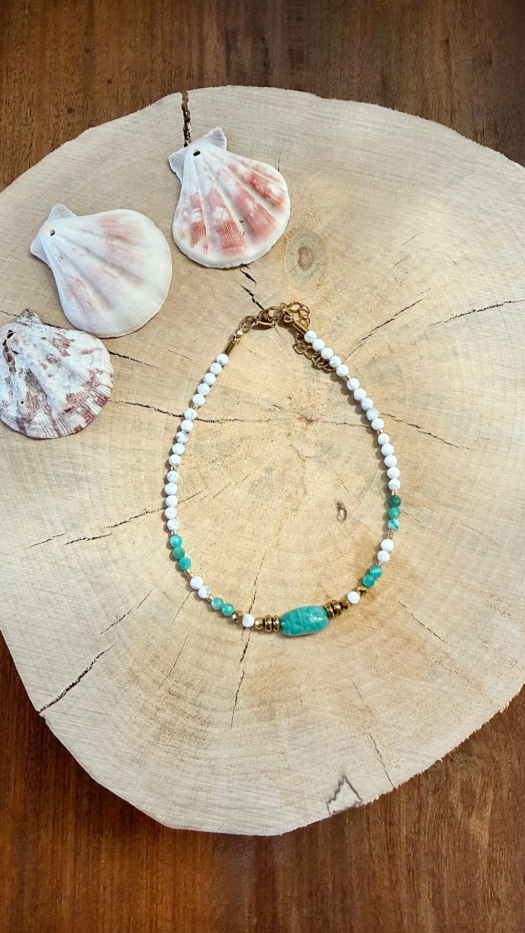 Chaîne de Cheville Amazonite & Howlite