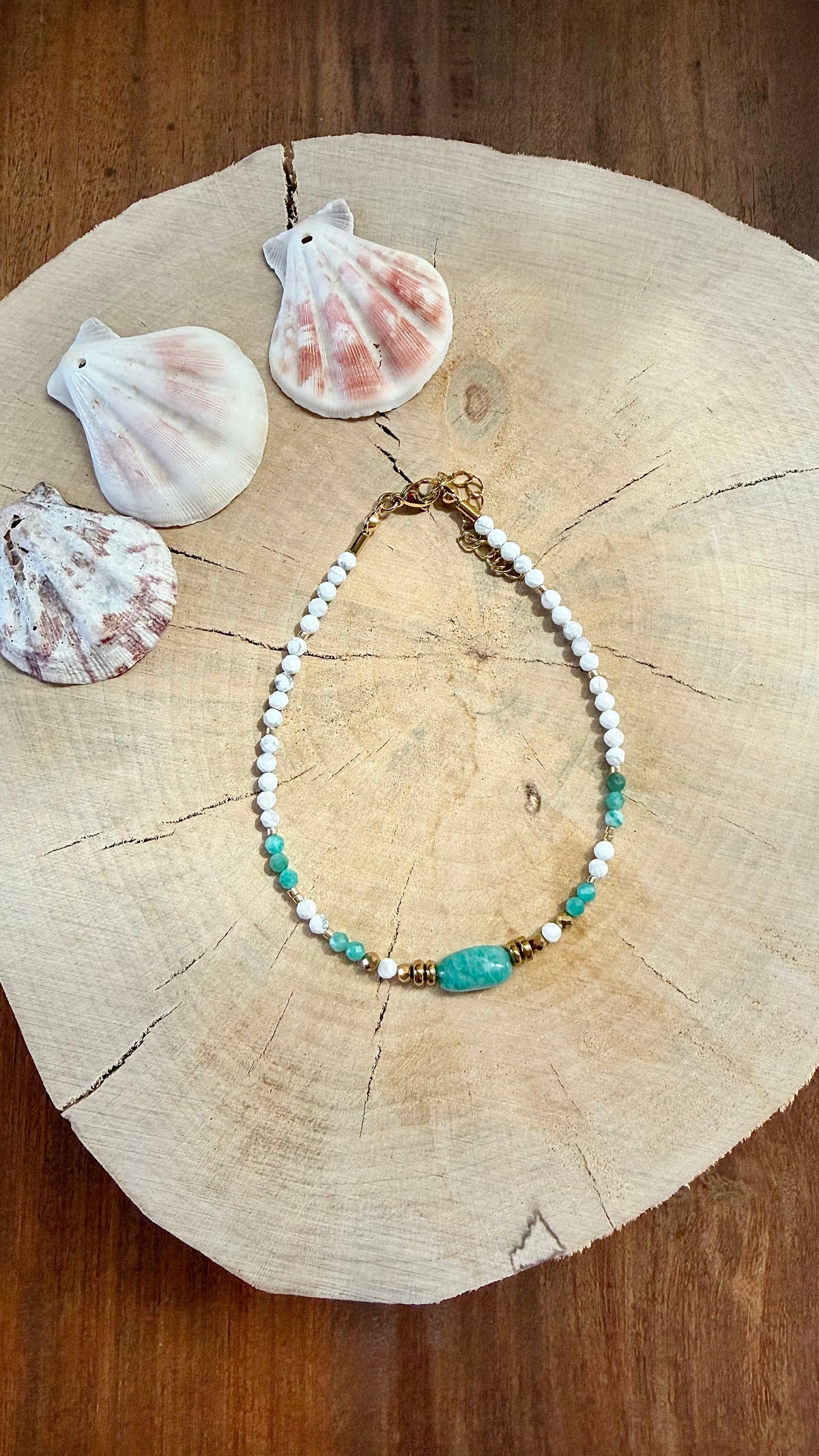 Chaîne de Cheville Amazonite & Howlite
