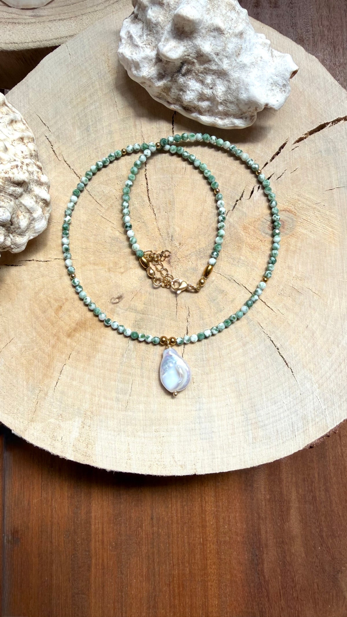 Collier Agate arbre & Perle d’eau douce