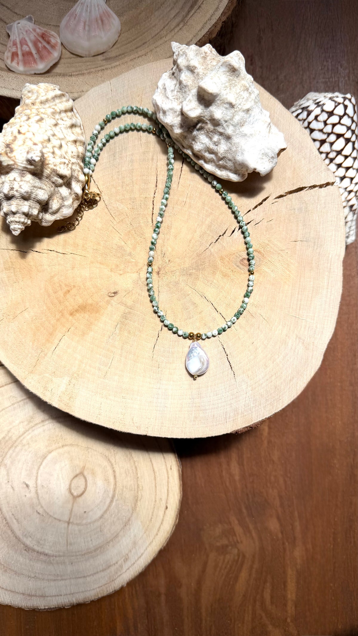 Collier Agate arbre & Perle d’eau douce