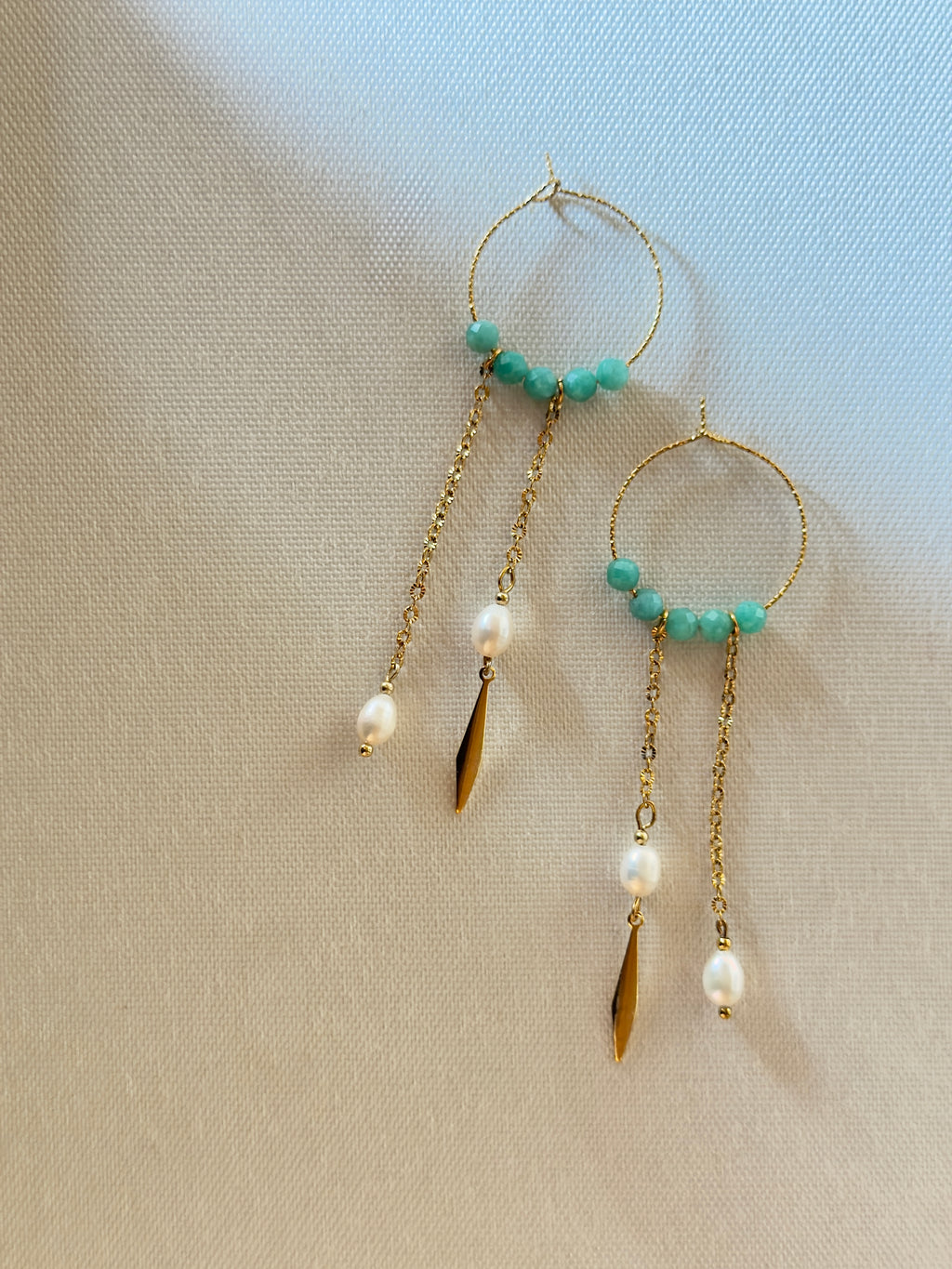 Les Boucles Amazone - Amazonite et perles d'eau douce
