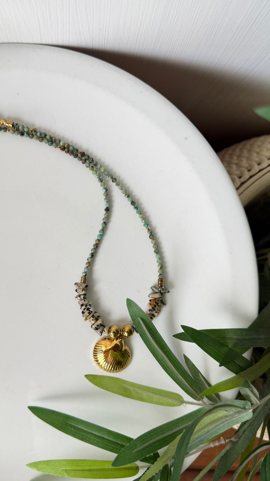 Collier Jaspe Dalmatien & Turquoise Africaine
