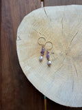 Boucles d’Oreilles Améthyste, Perle d’Eau Douce & Hématite Dorée