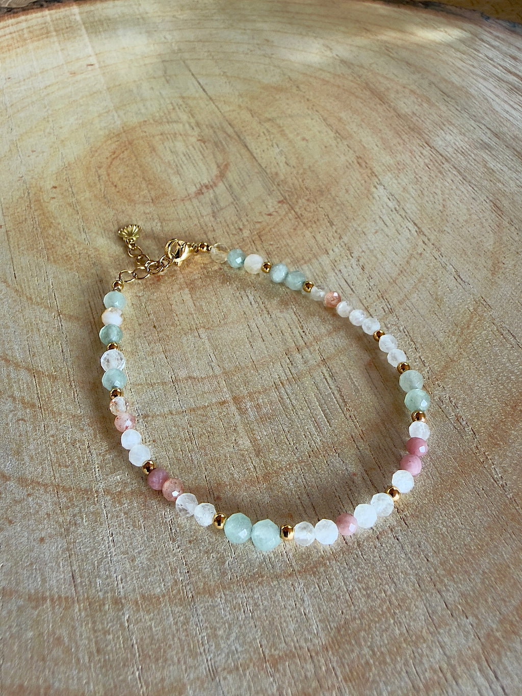 Bracelet en pierres naturelles aventurine, citrine et pierre du soleil – Solia
