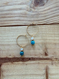 Boucles d’oreilles Apatite Bleue & Perle d’Eau Douce