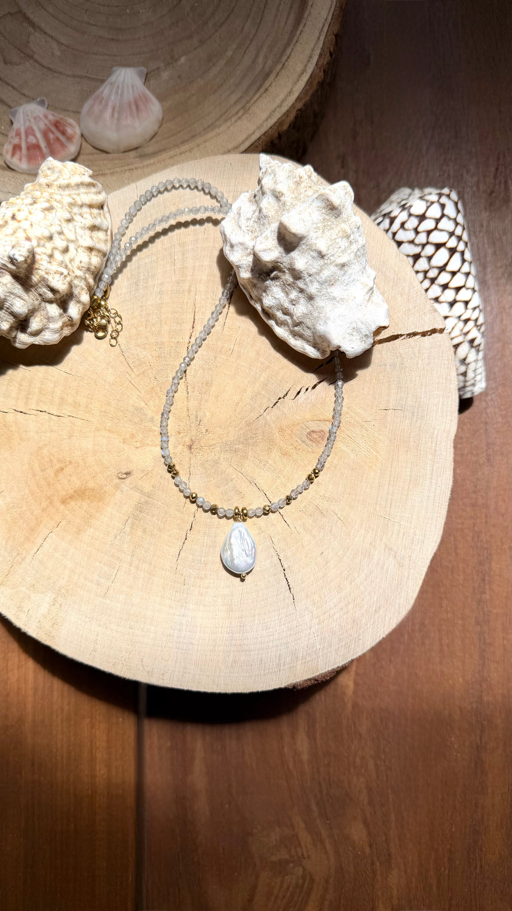 Collier Labradorite & Perle d’eau douce