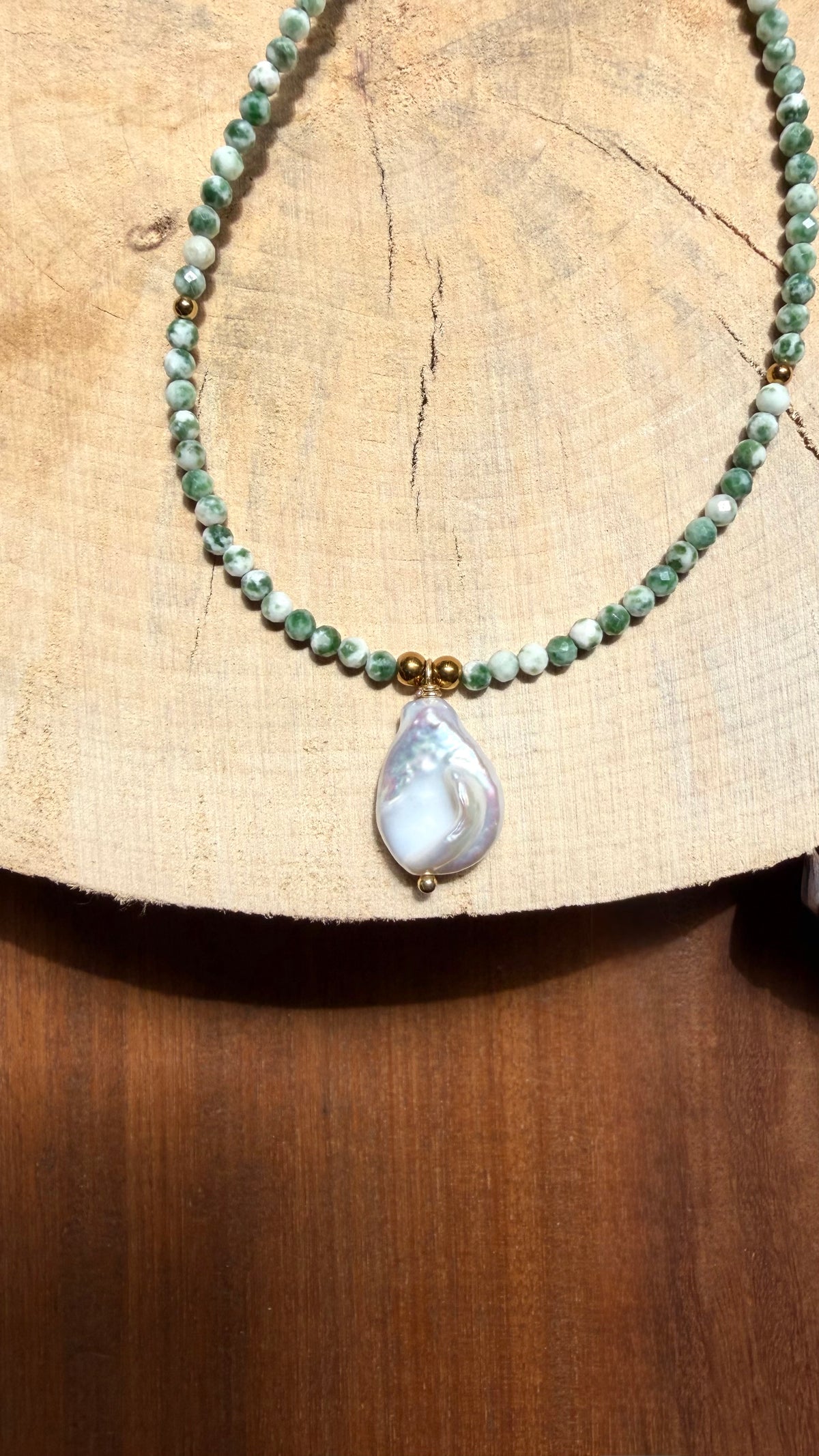 Collier Agate arbre & Perle d’eau douce
