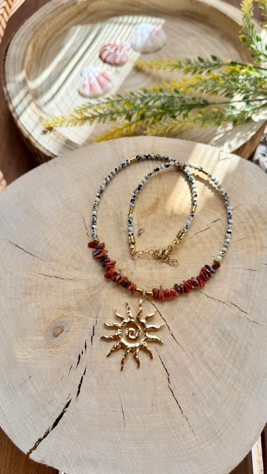 Collier Jaspe Rouge & Jaspe Dalmatien – Soleil