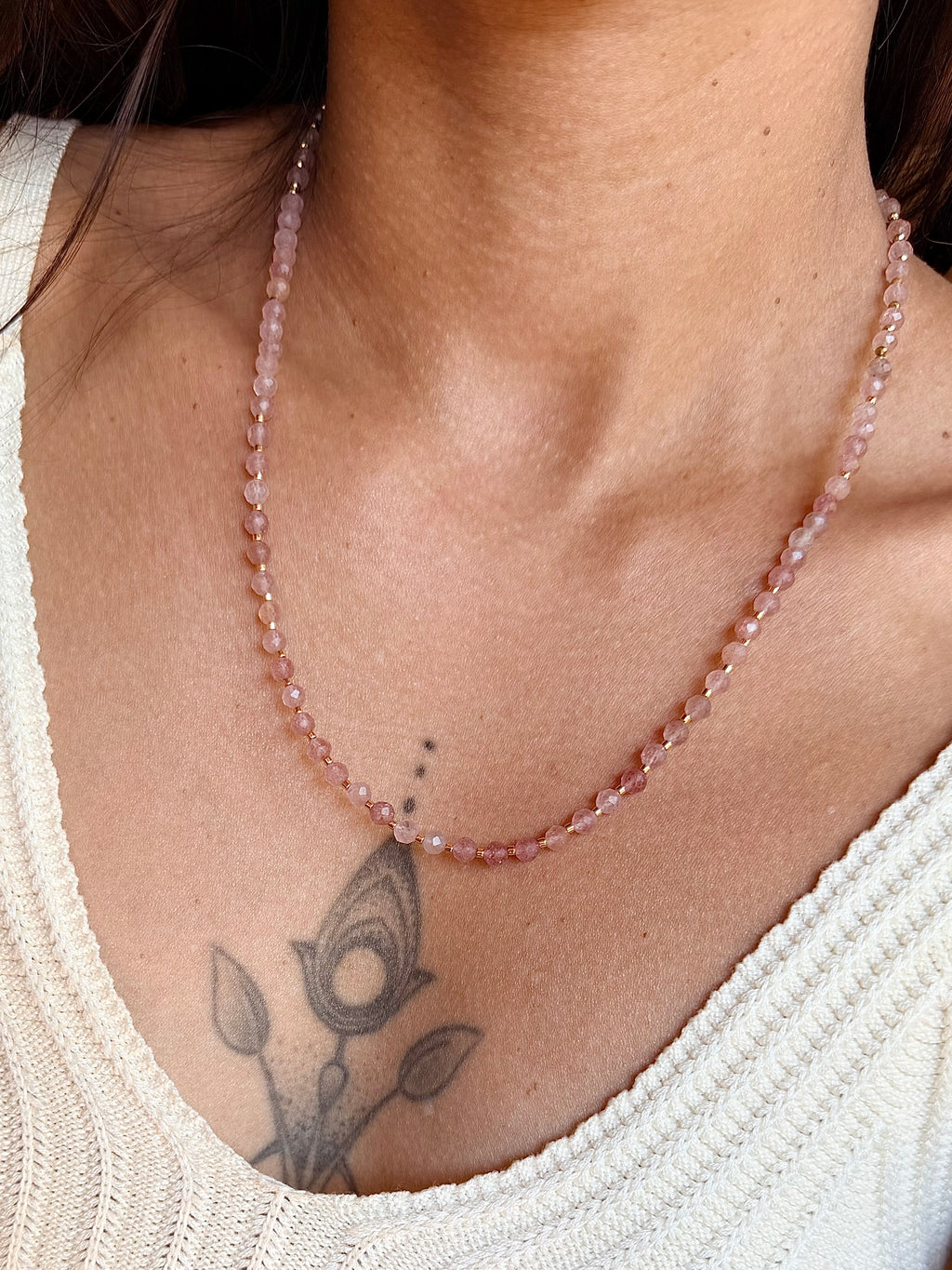 Collier Mila - Quartz Fraise