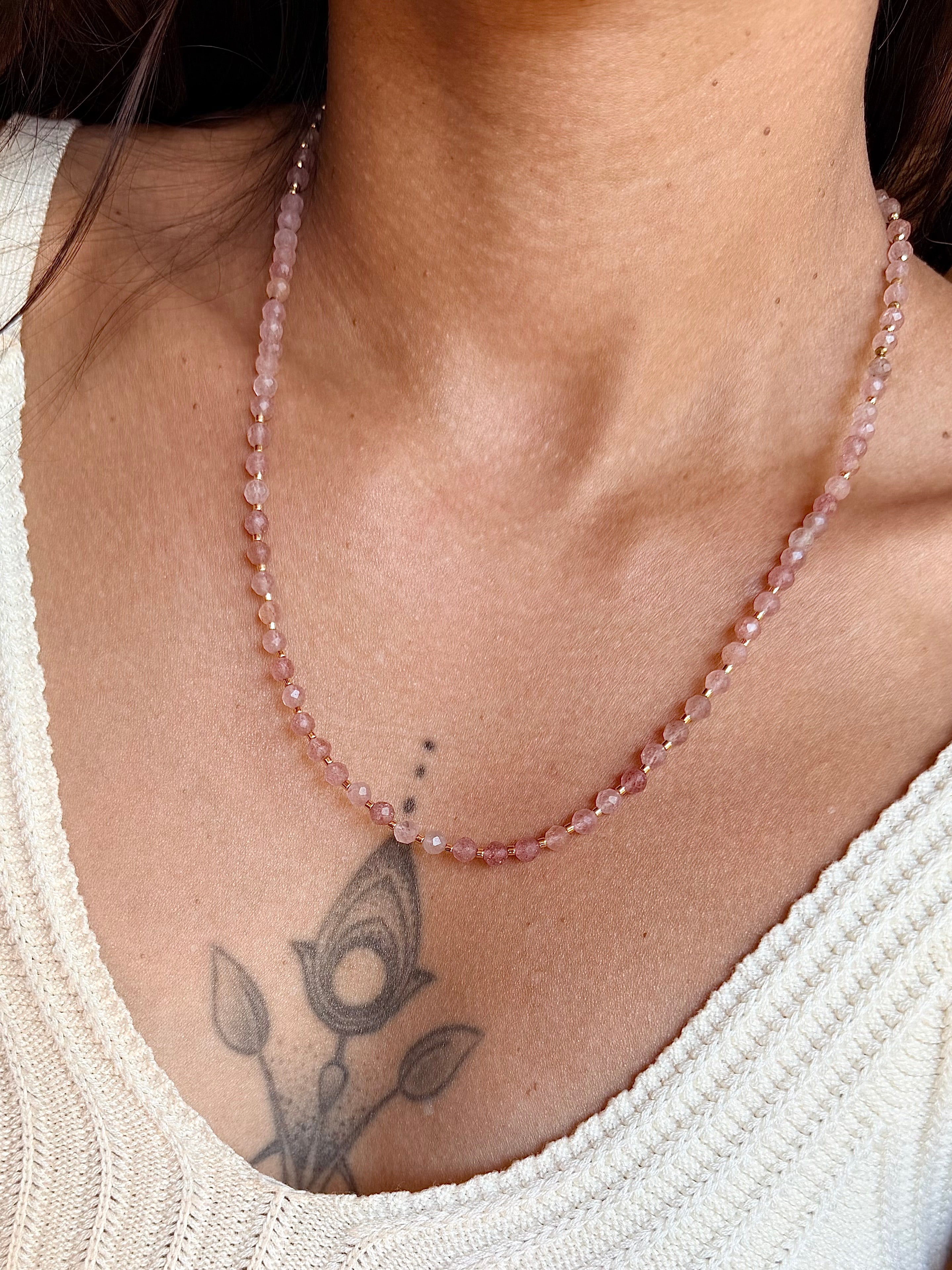 Collier Mila - Quartz Fraise