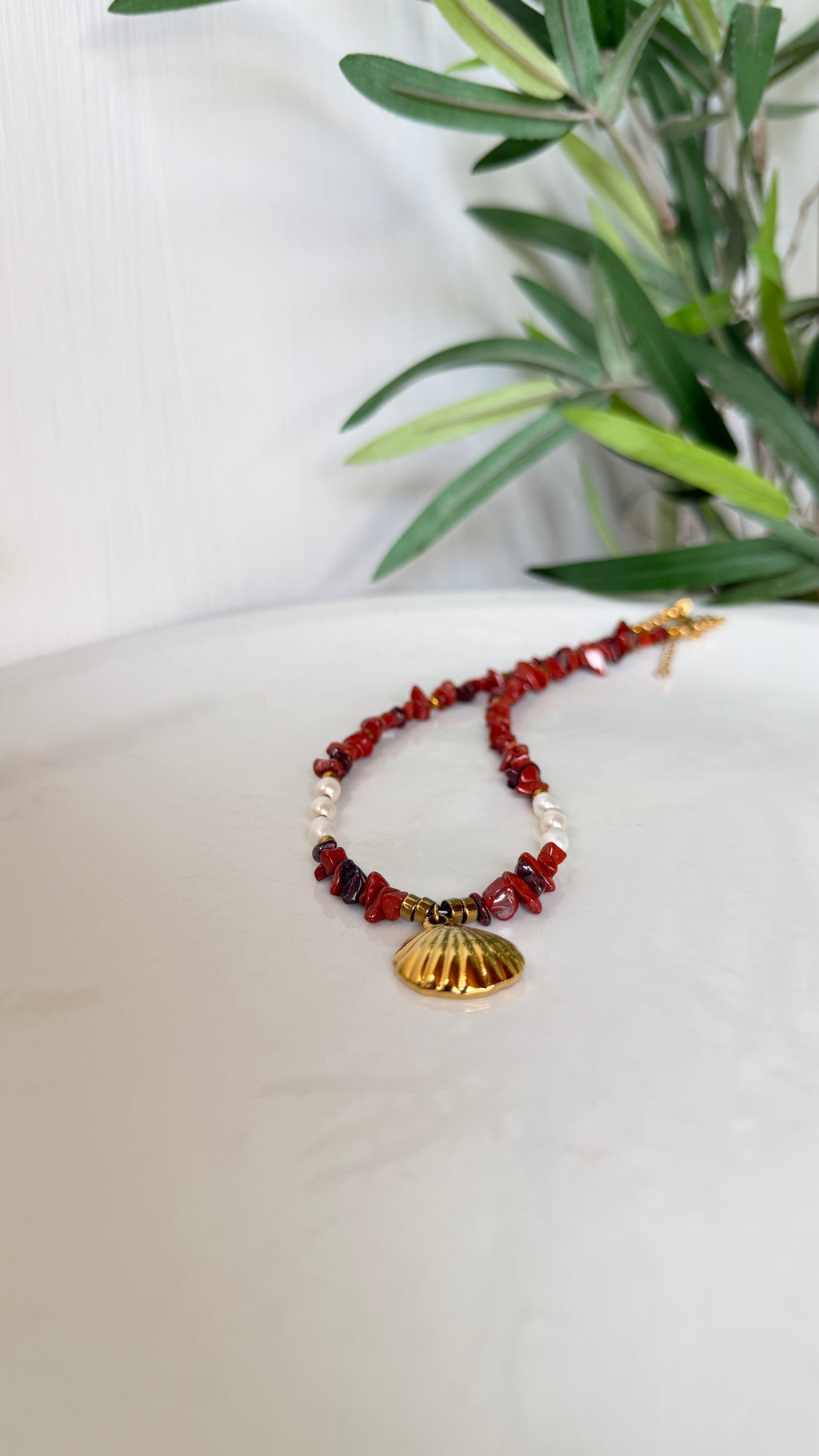 Collier Jaspe Rouge & Perles d’Eau Douce
