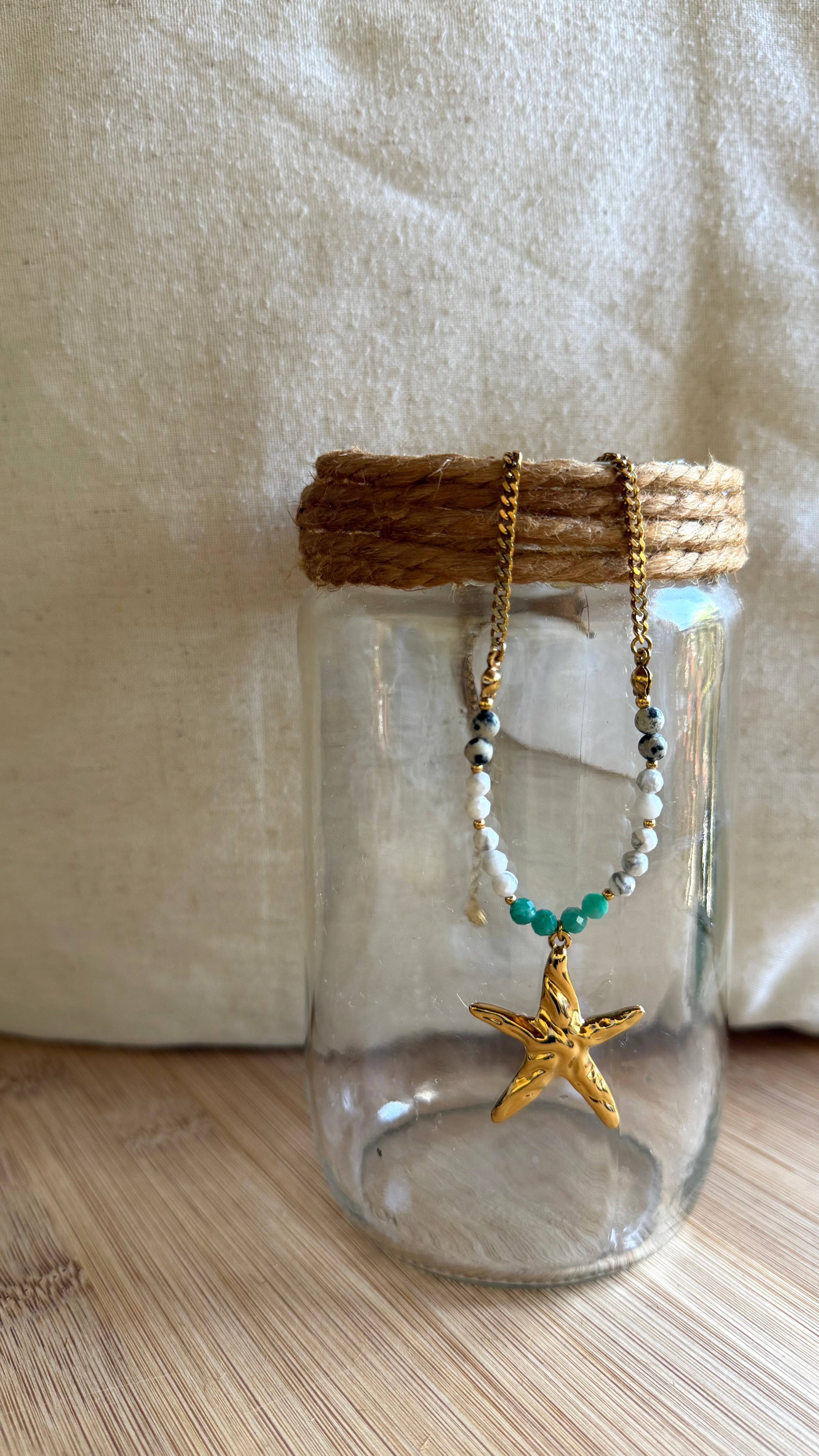 ✨ Collier Nerina – Jaspe Dalmatien, Howlite & Amazonite