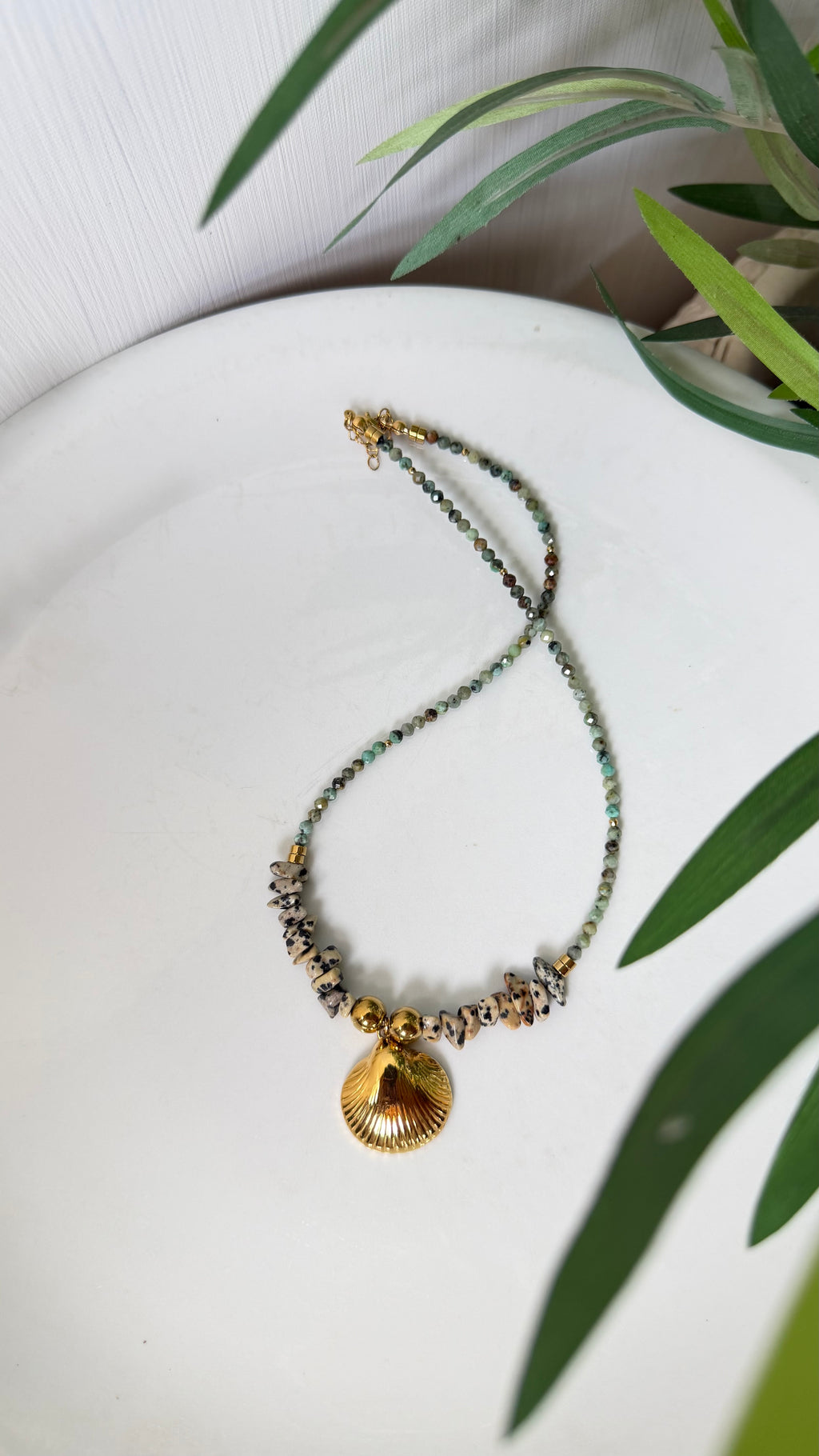 Collier Jaspe Dalmatien & Turquoise Africaine