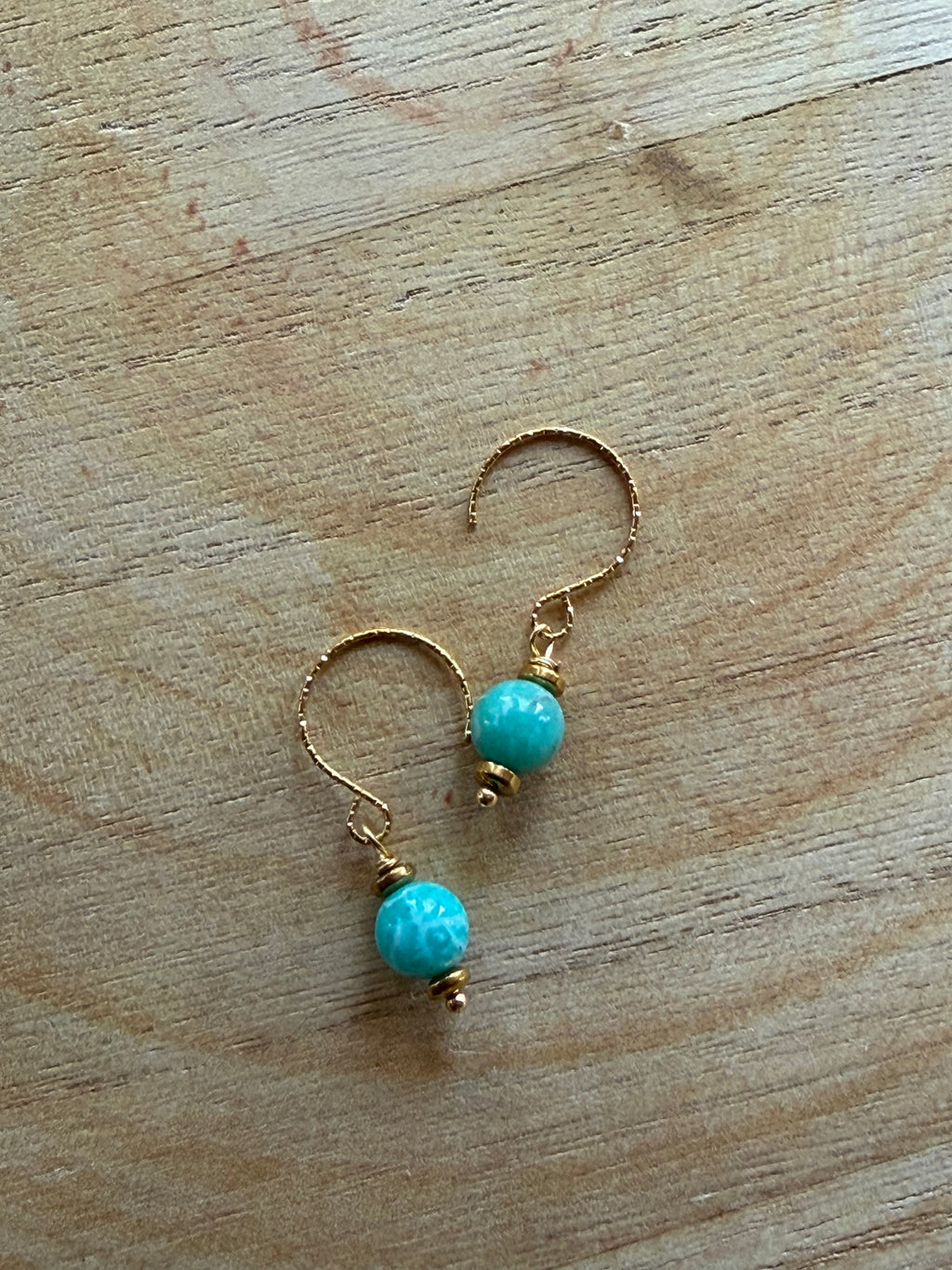 Boucles d’oreilles Amazonite & Hématite Dorée