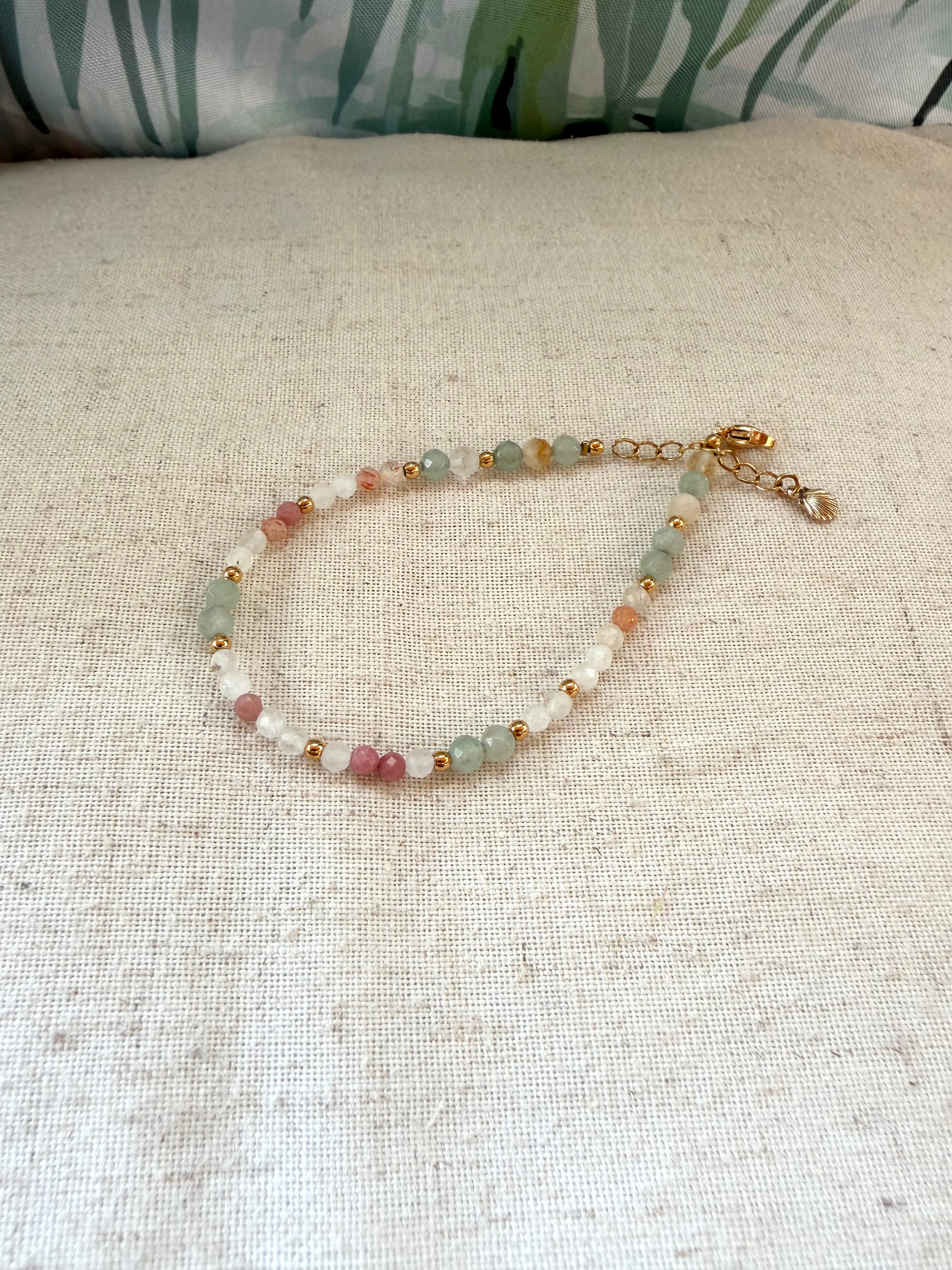 Bracelet en pierres naturelles aventurine, citrine et pierre du soleil – Solia