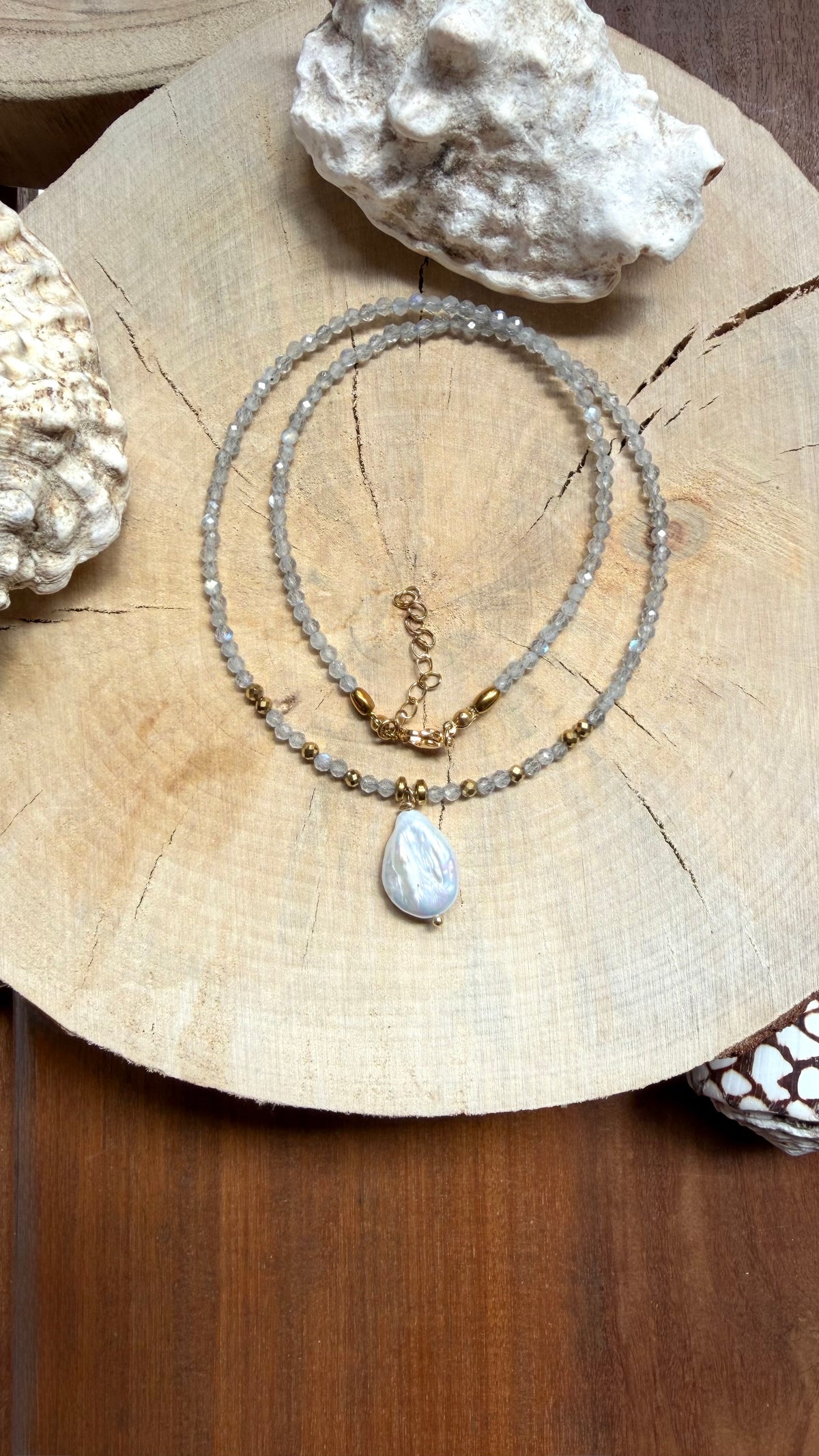 Collier Labradorite & Perle d’eau douce